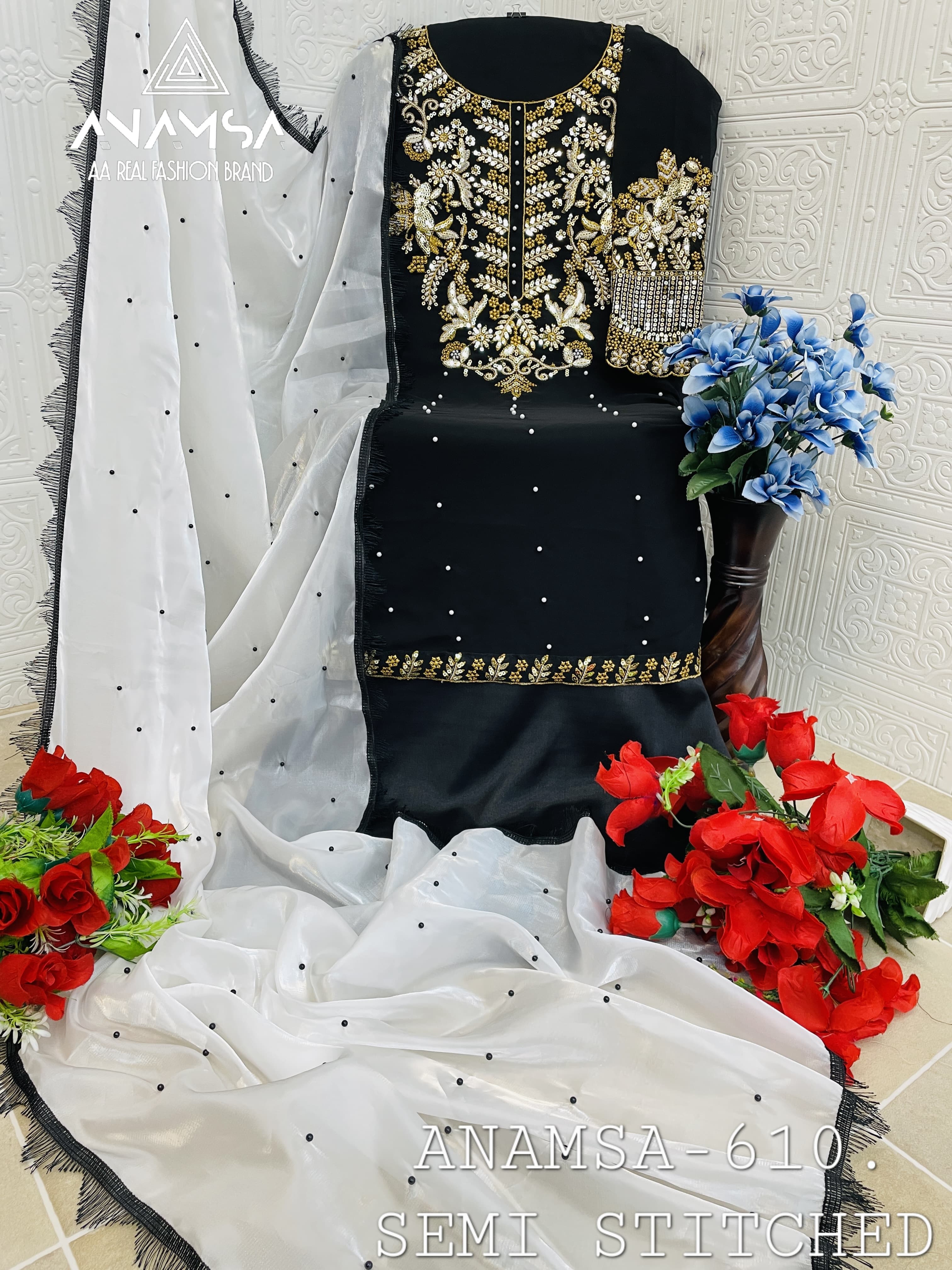 Anamsa 610 Georgette Embroidered Pakistani Salwar Kameez