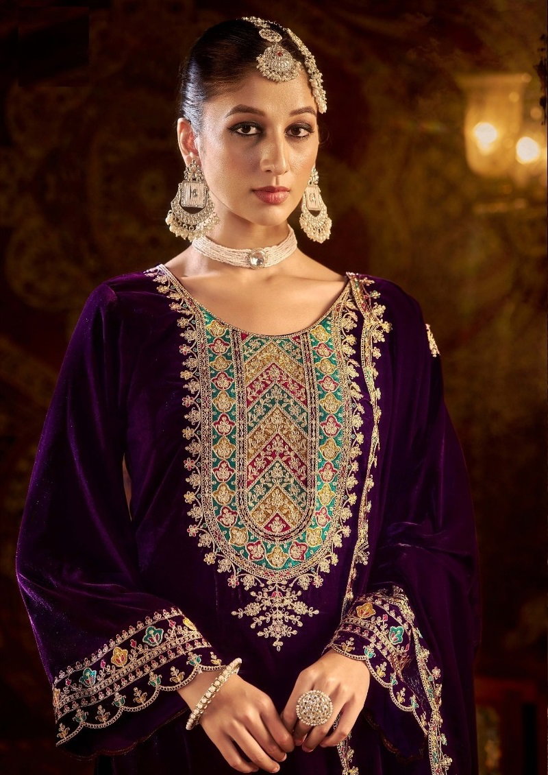 Velvet Suit Dn 1001 Velvet Embroidered Salwar Kameez Collection