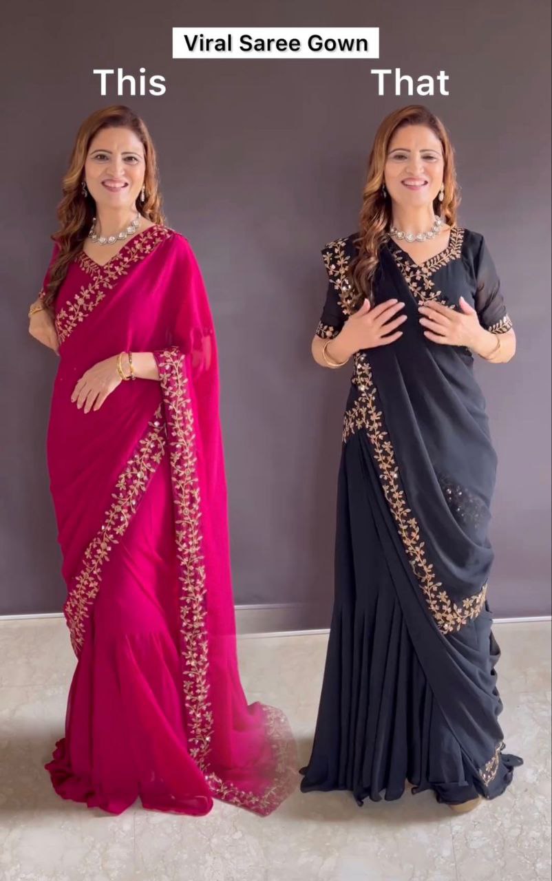Bt 7027 Beautiful Georgette Saree With Gown Collection