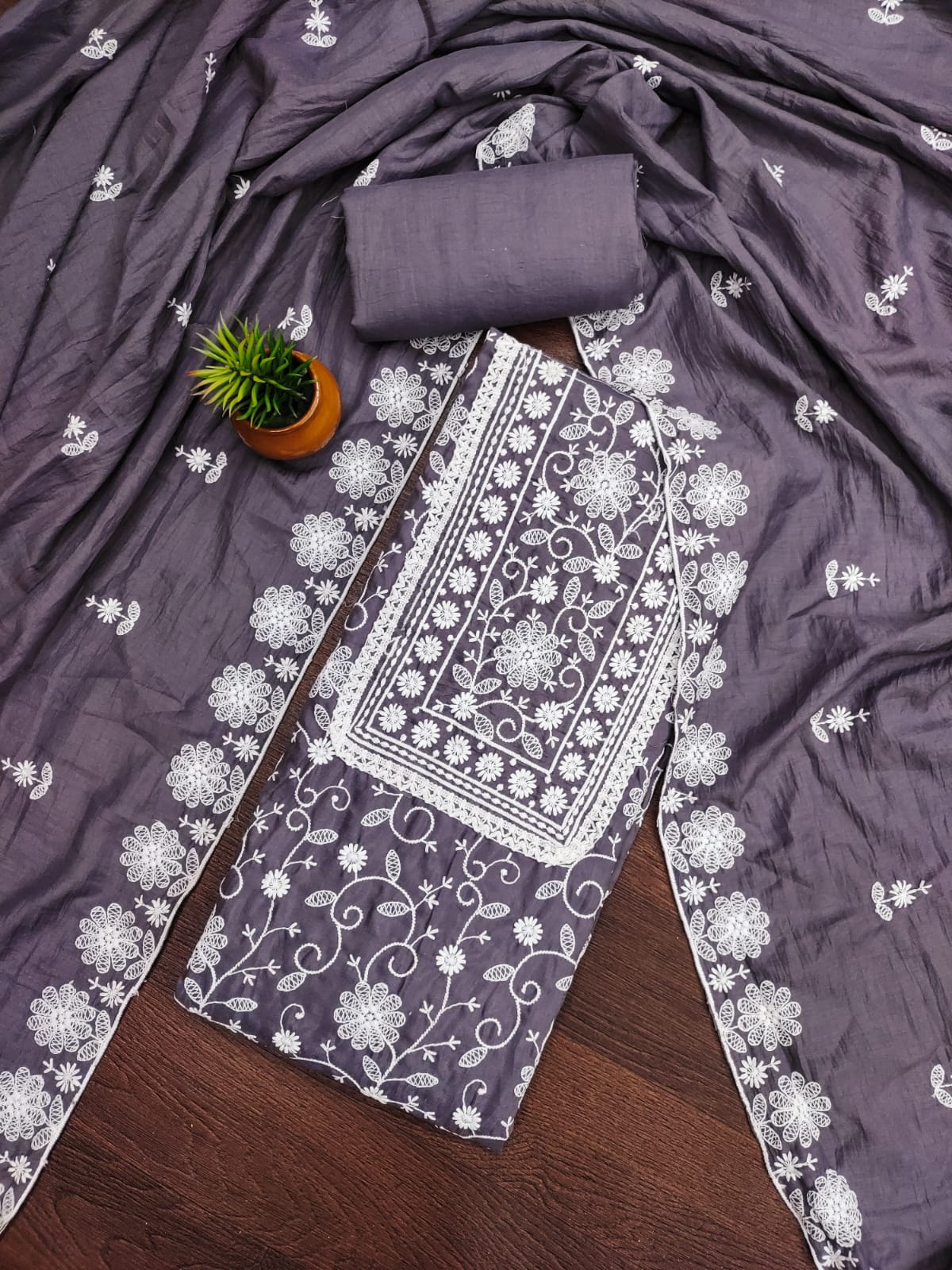 Parampara 635 Embroidered Cotton Silk Dress Material