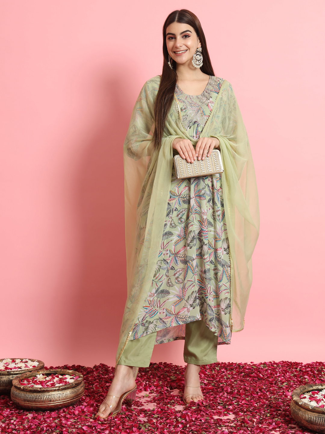 SL 9486 Pure Georgette Embroidered Kurti Bottom With Dupatta