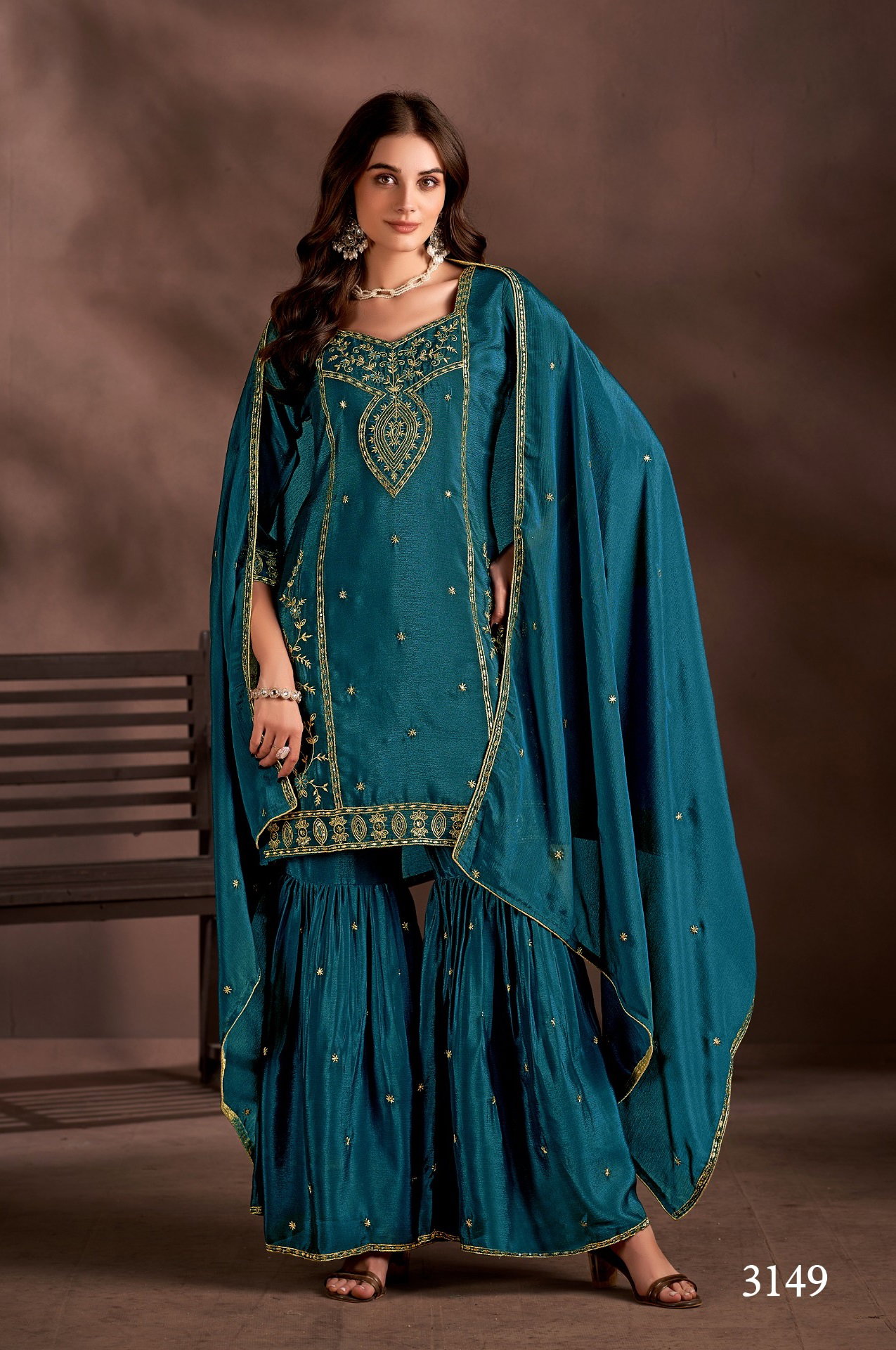 Ladies Flavour 3148 To 3150 Chinon Embroidred Kurti Bottom With Dupatta