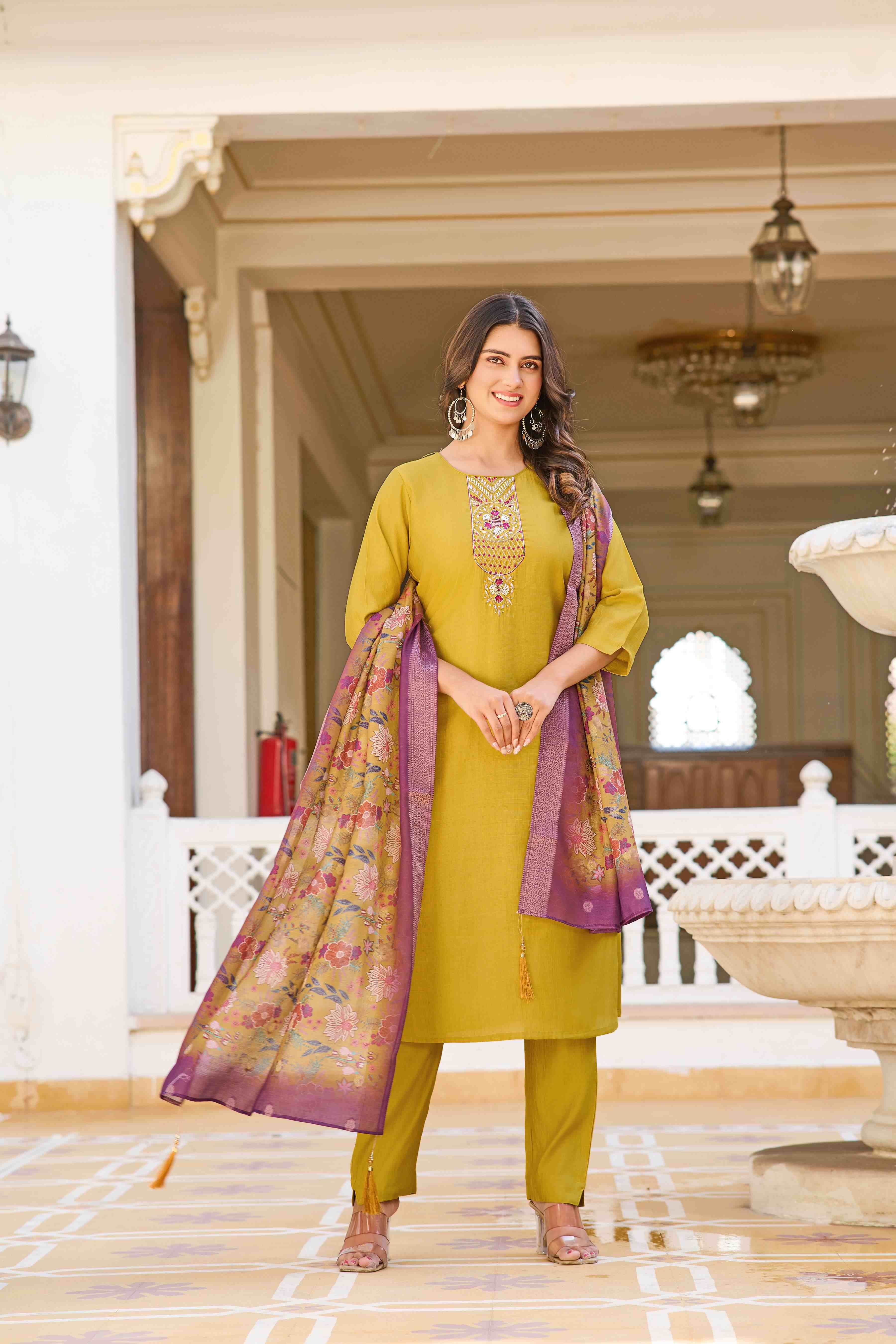Nisha Vol 1 Fancy Silk Festive Wear Kurtis With Bottom Dupatta