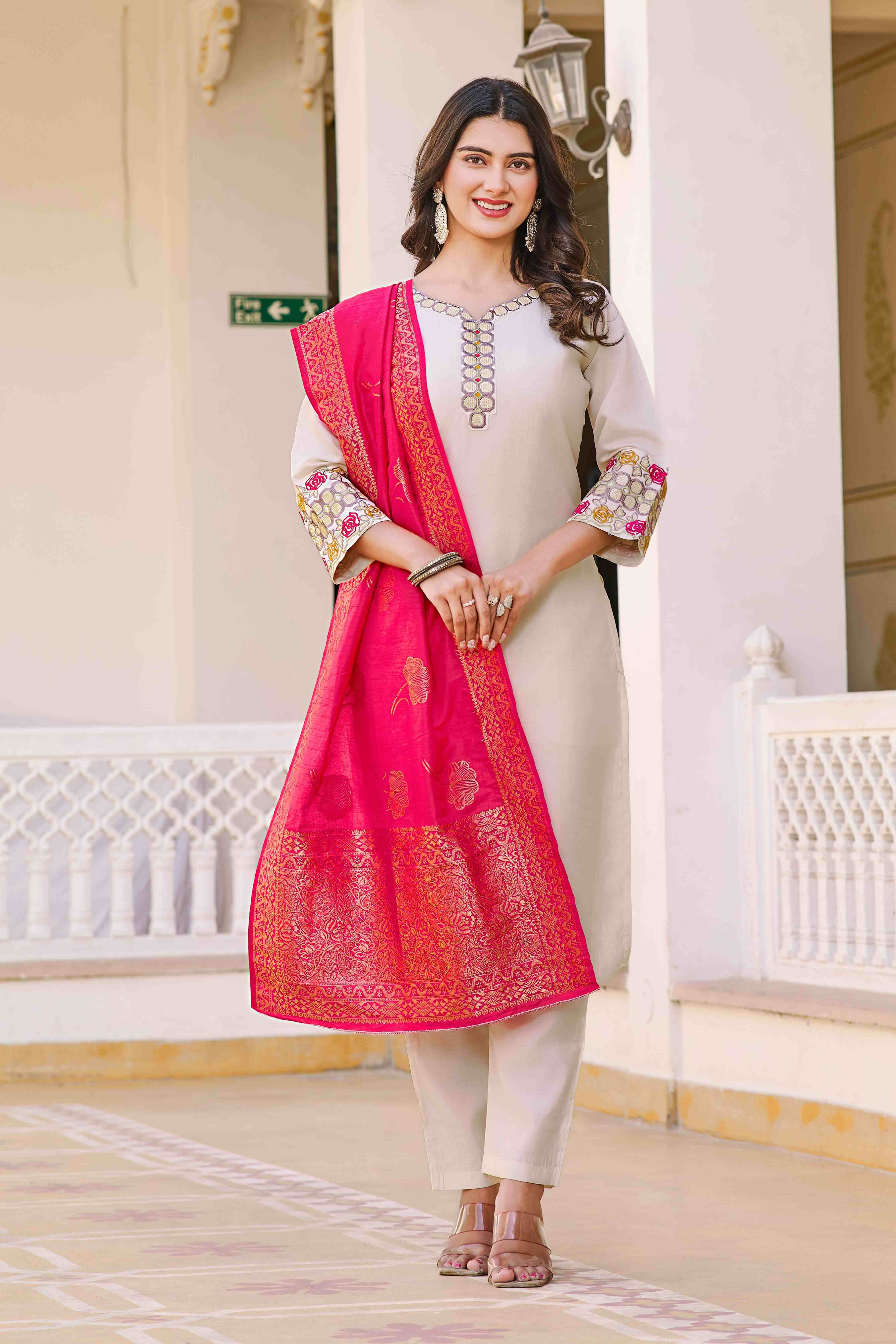 Nisha Vol 1 Fancy Silk Festive Wear Kurtis With Bottom Dupatta