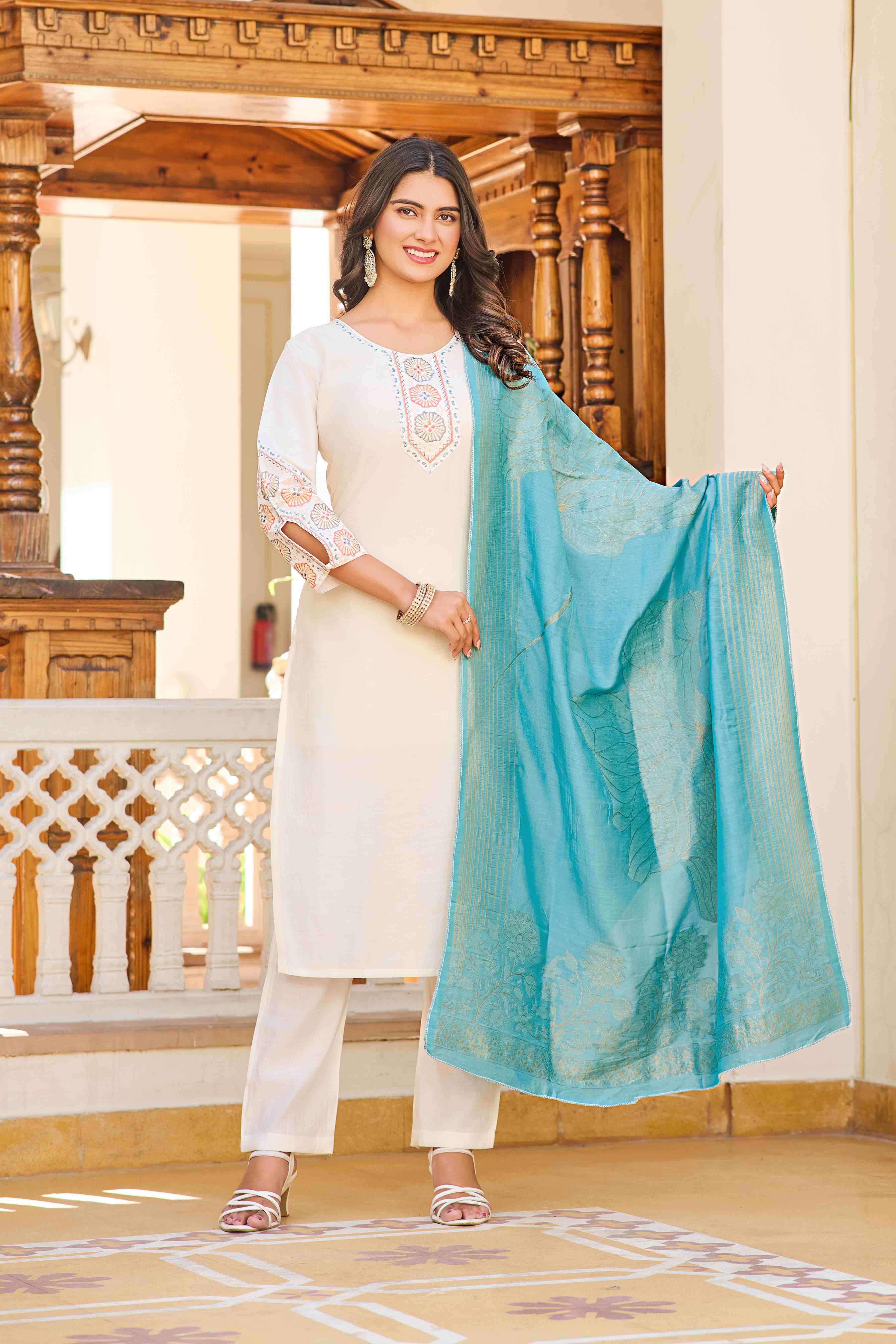 Nisha Vol 1 Fancy Silk Festive Wear Kurtis With Bottom Dupatta