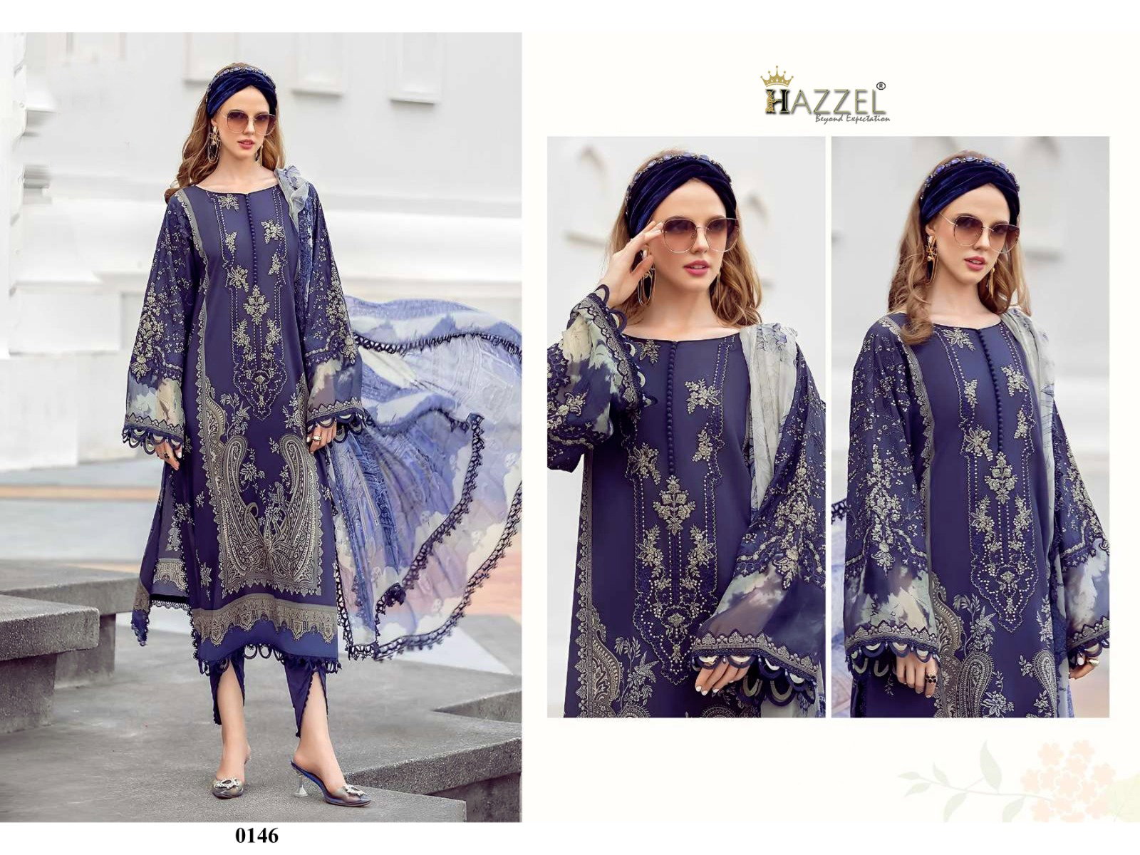 Hazzel 0146 Chiffon Dupatta Pakistani Salwar Kameez