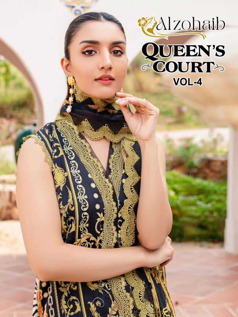 Alzohaib Queens Court Vol 4 Cotton Dupatta Pakistani Salwar Suits
