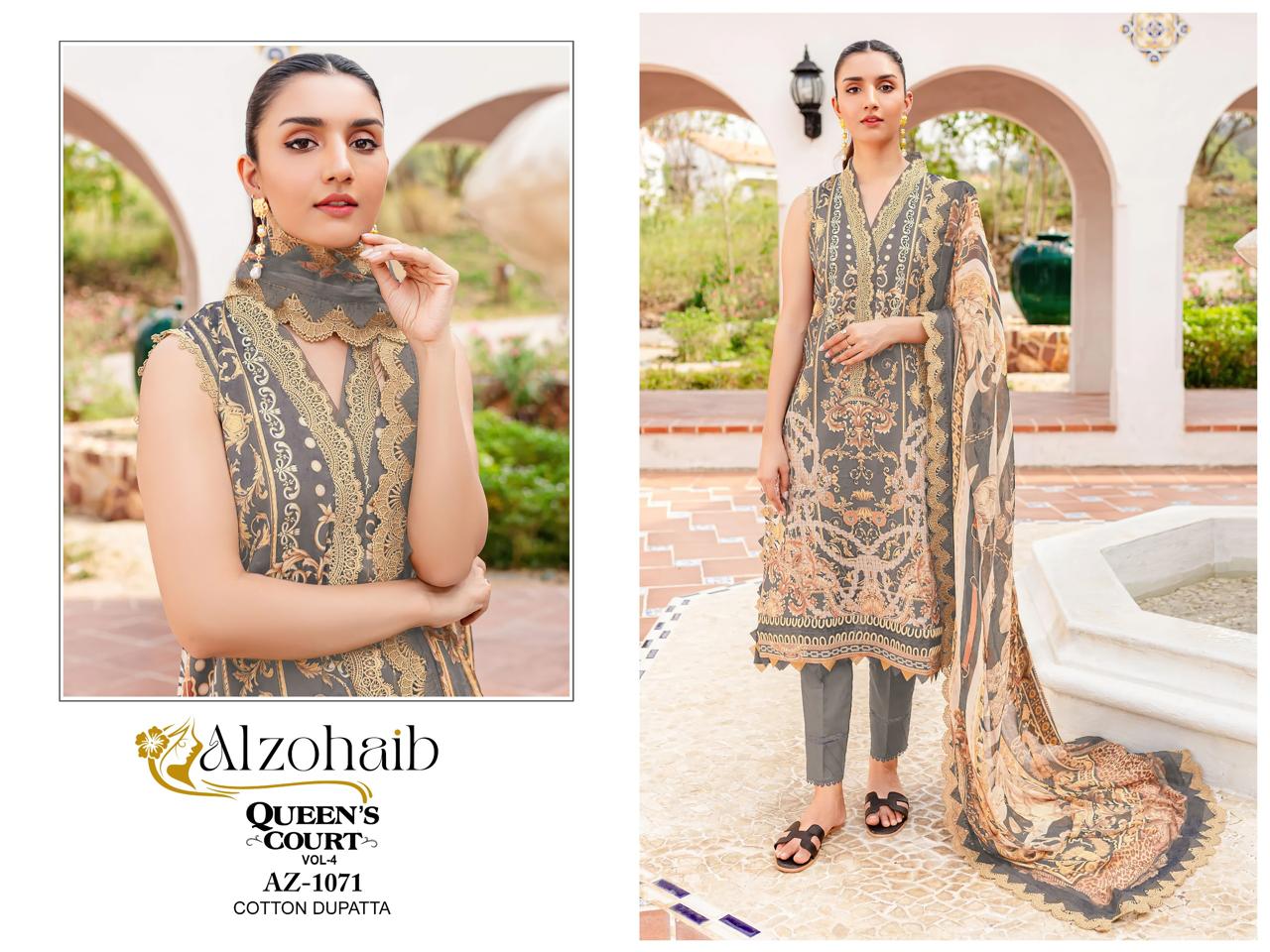 Alzohaib Queens Court Vol 4 Cotton Dupatta Pakistani Salwar Suits