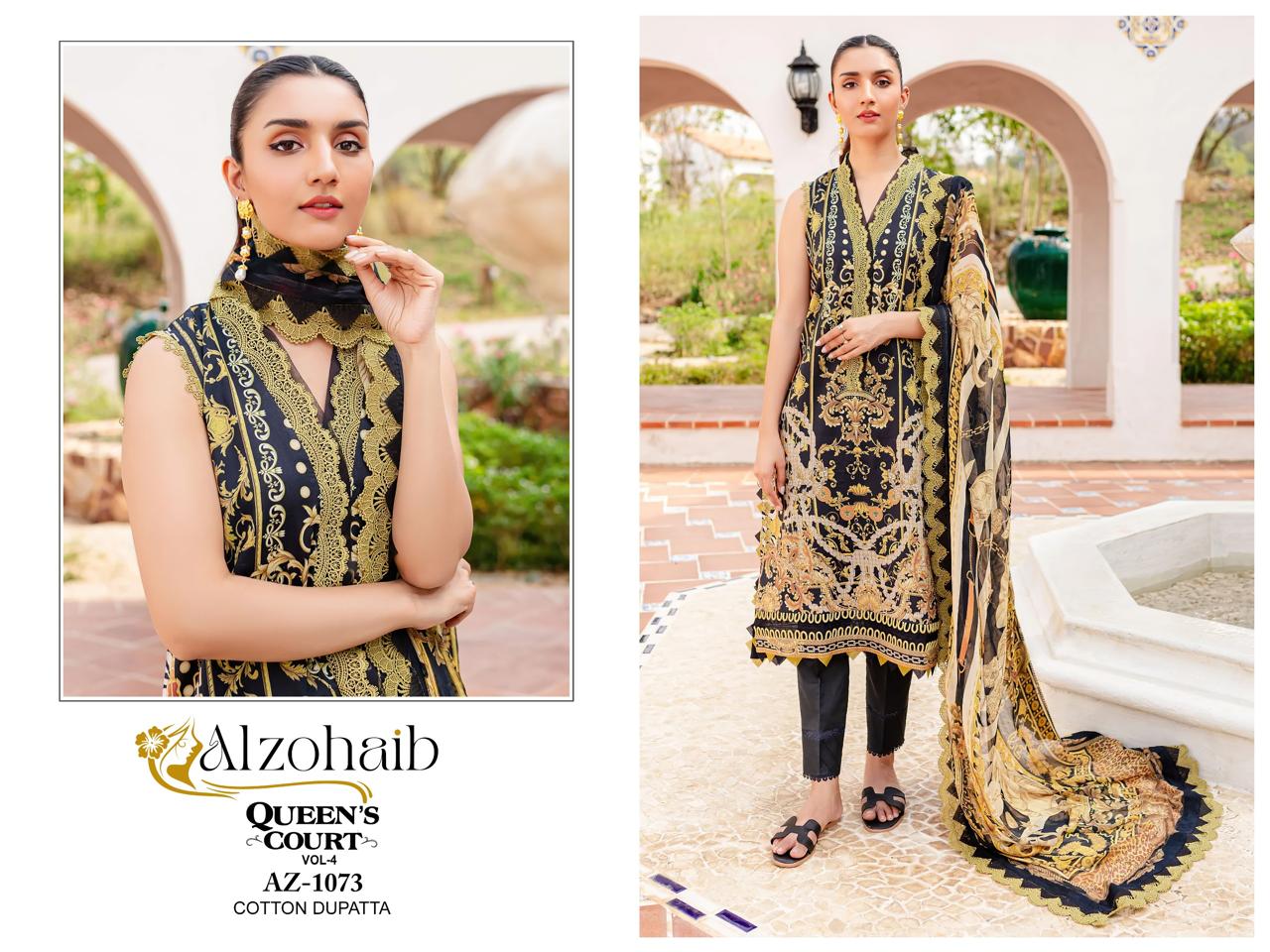 Alzohaib Queens Court Vol 4 Cotton Dupatta Pakistani Salwar Suits
