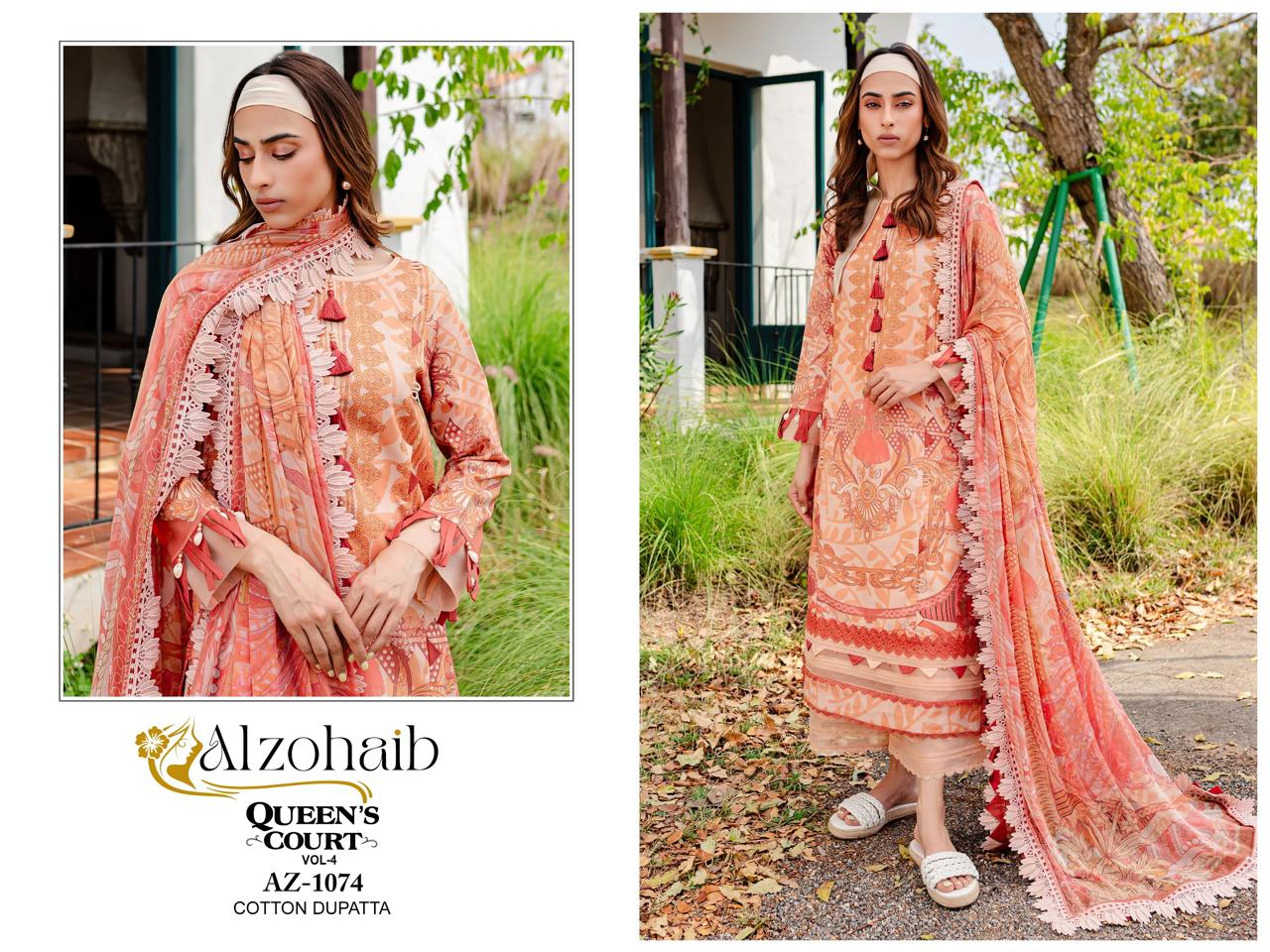 Alzohaib Queens Court Vol 4 Cotton Dupatta Pakistani Salwar Suits