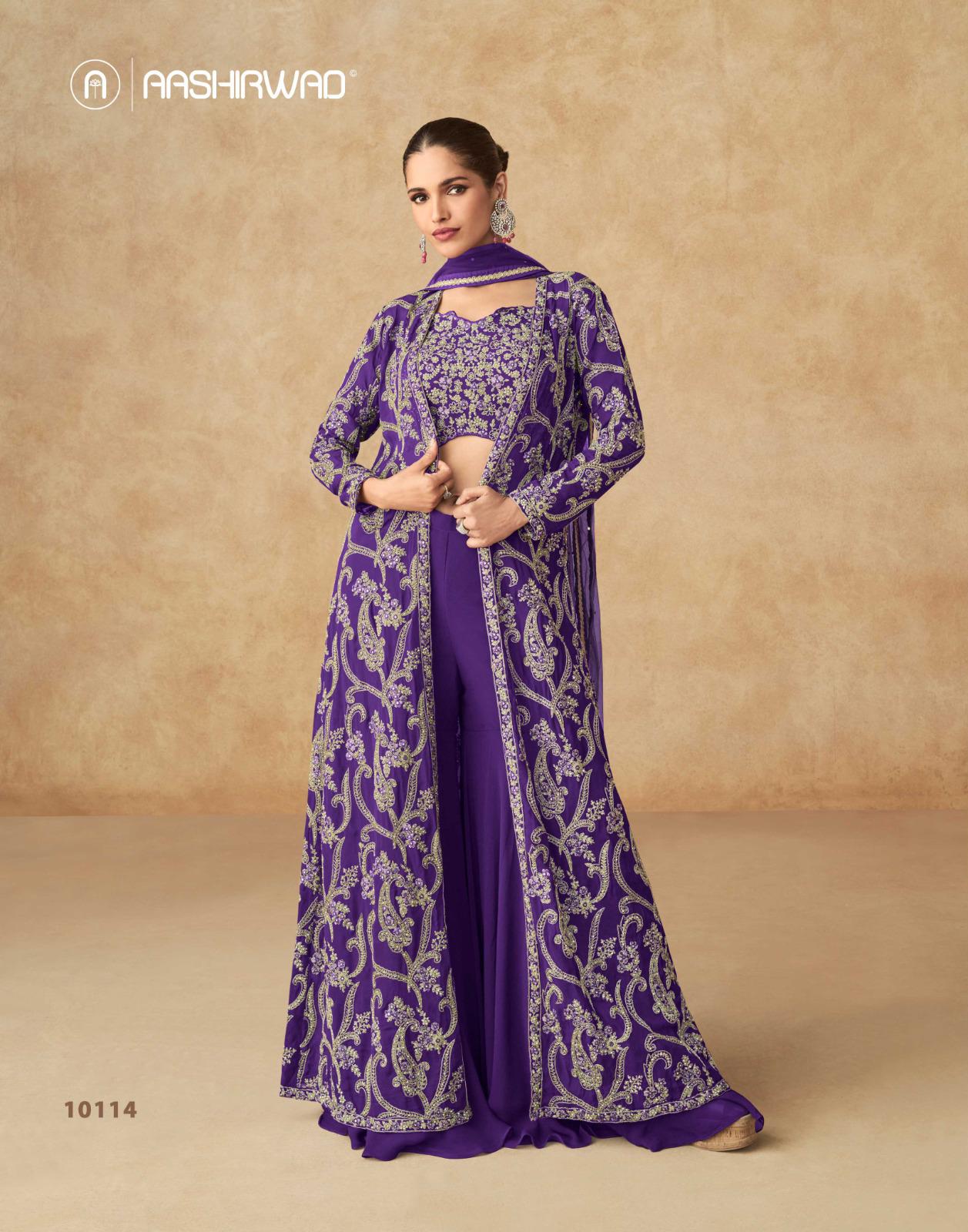 Aashirwad Purple Georgette Fancy Indo Western Collection
