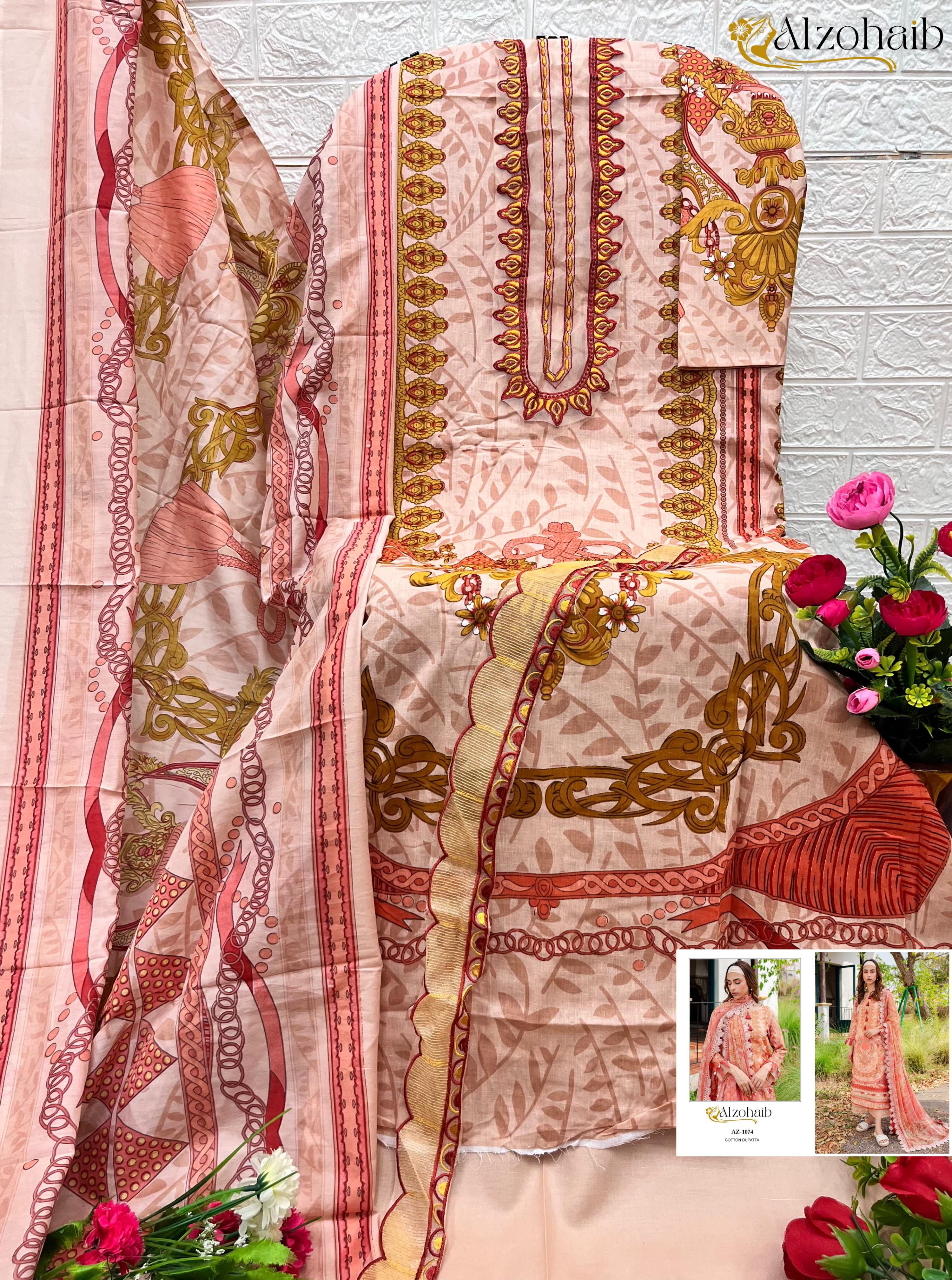 Alzohaib Queens Court Vol 4 Cotton Dupatta Pakistani Salwar Suits
