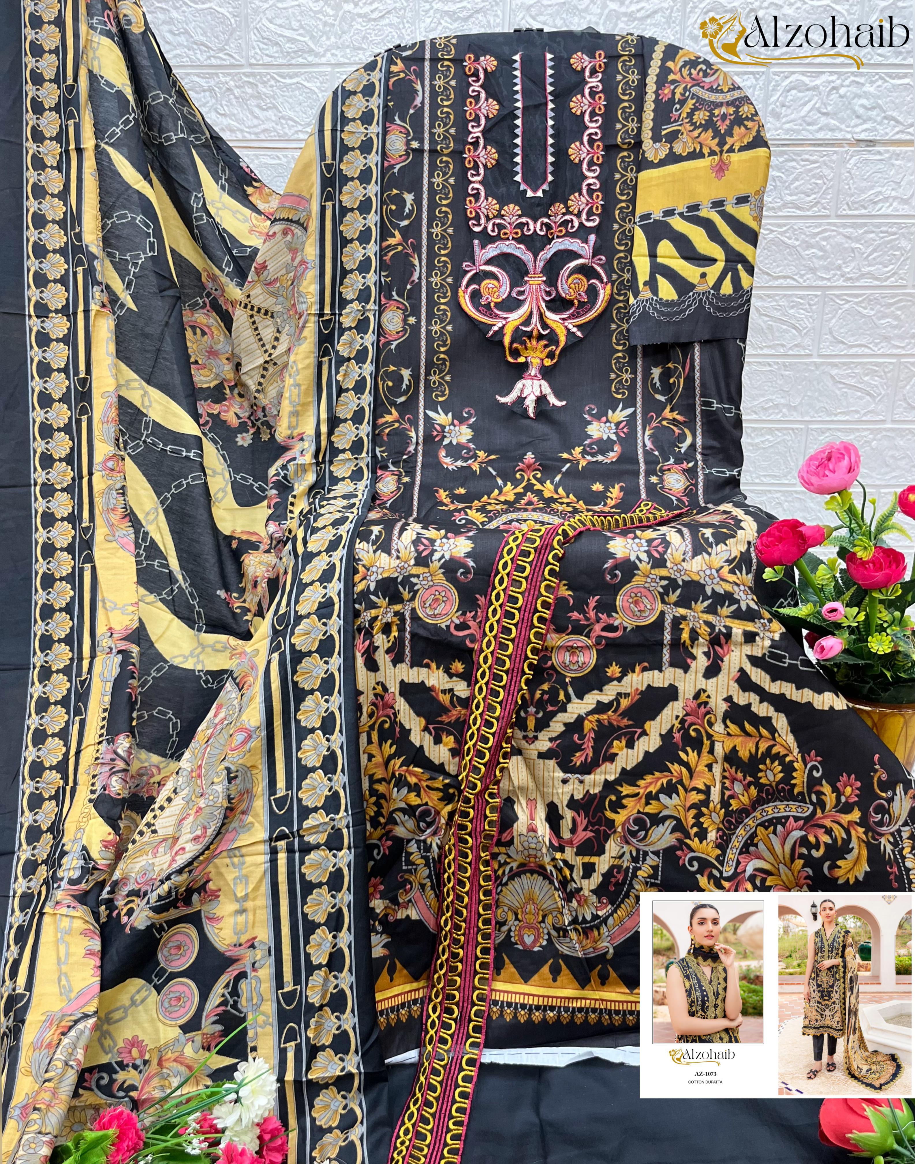 Alzohaib Queens Court Vol 4 Cotton Dupatta Pakistani Salwar Suits
