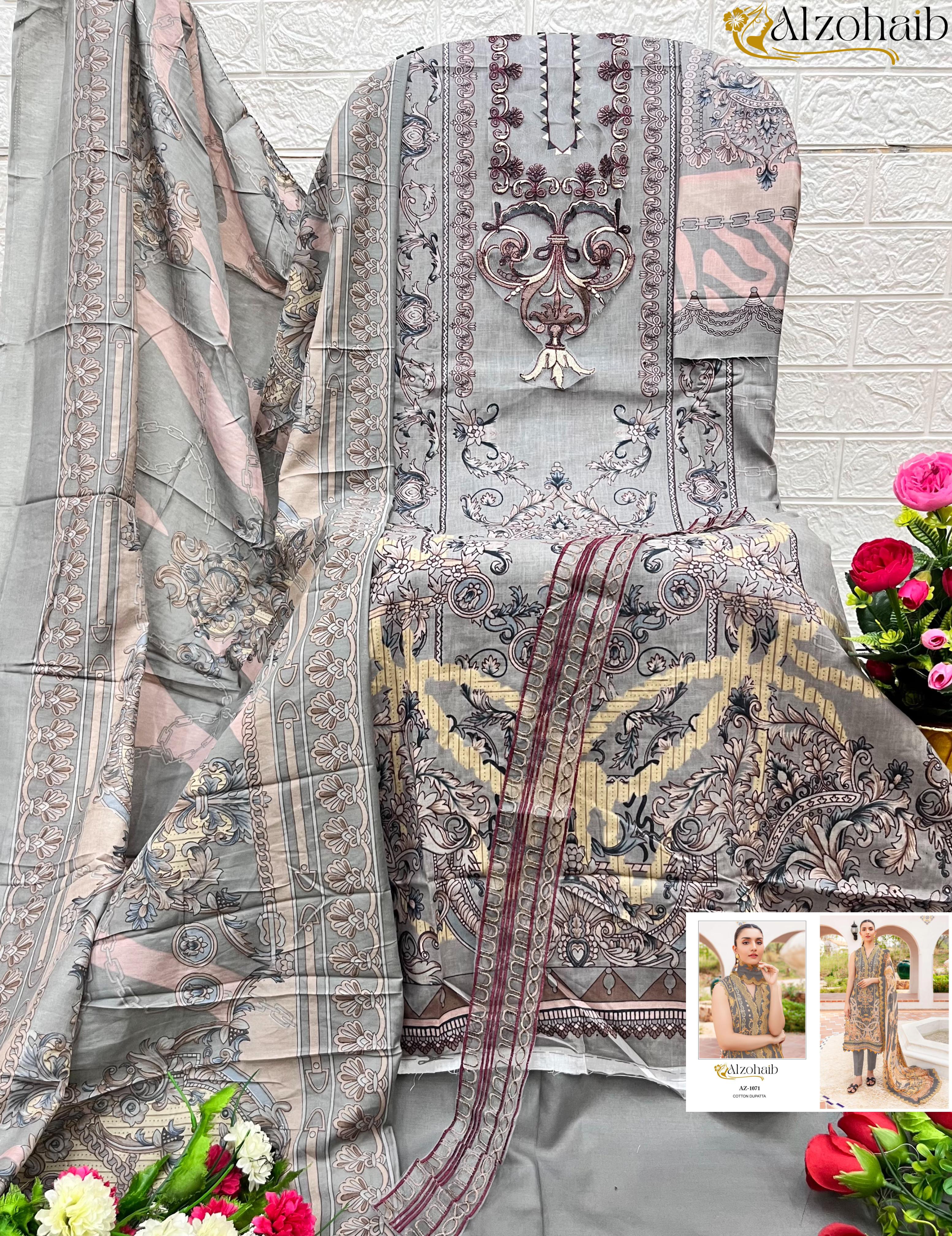 Alzohaib Queens Court Vol 4 Cotton Dupatta Pakistani Salwar Suits