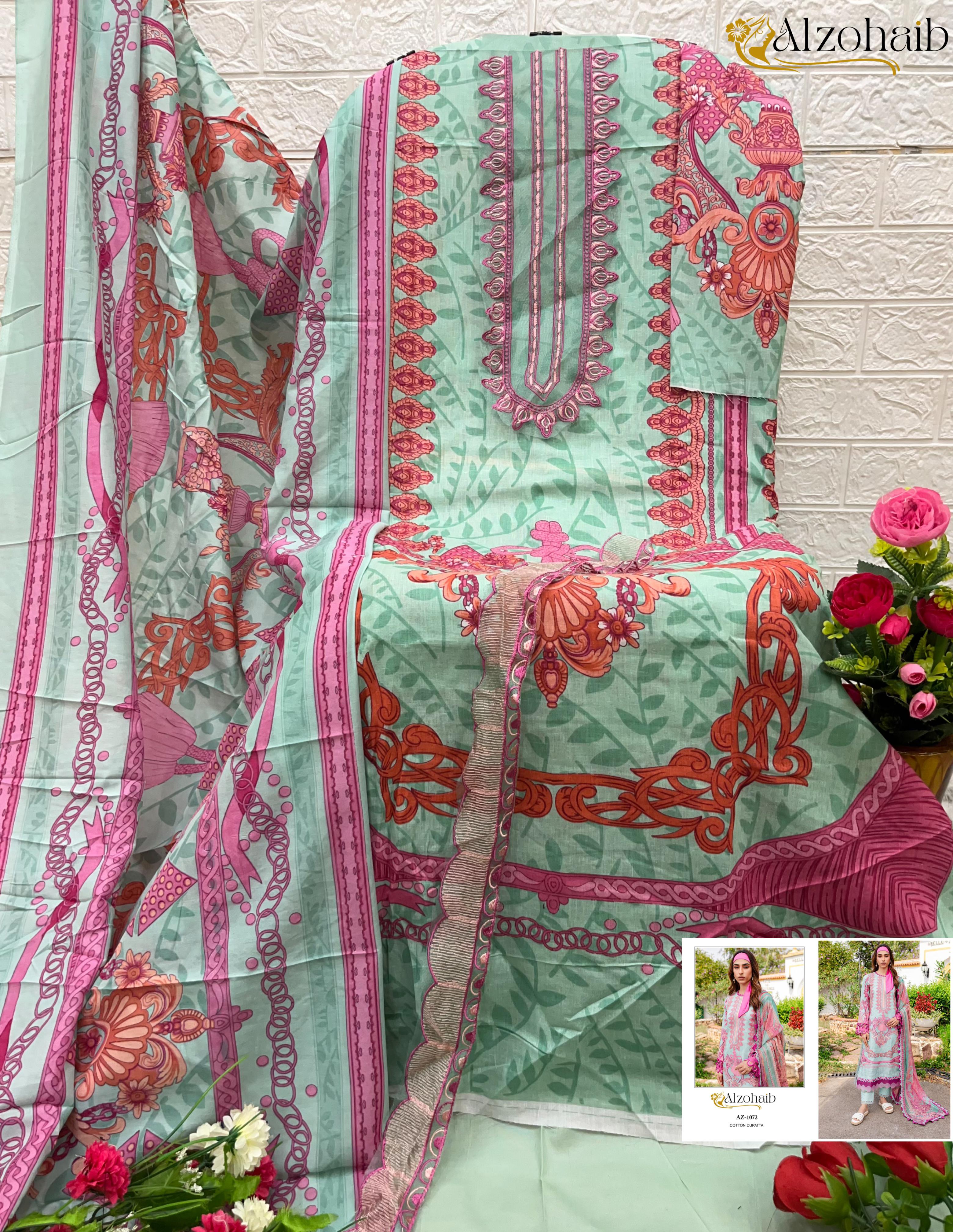 Alzohaib Queens Court Vol 4 Cotton Dupatta Pakistani Salwar Suits
