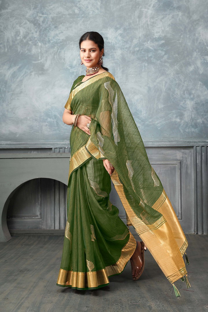 Bombay Velvet 2 Party Wear Embroidery Worked Tissue Silk Saree with Un Stitched Blouse 