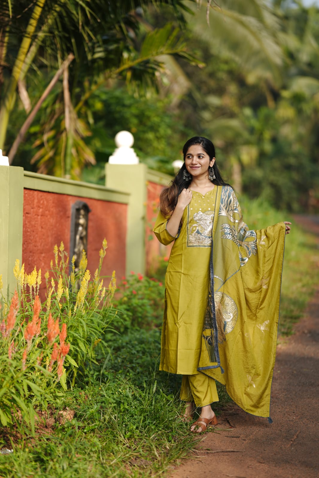 Kusuma AK 04 Olive Green Kurti Pant With Dupatta Collection
