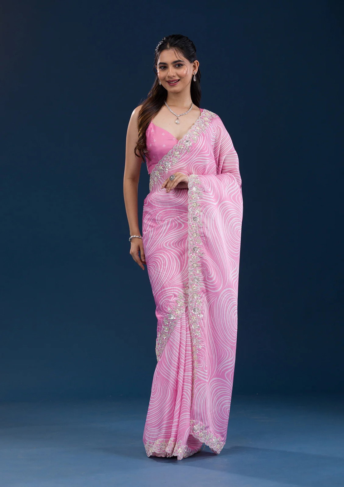 Bt 403 Embroidered Digital Printed Georgette Saree Collection