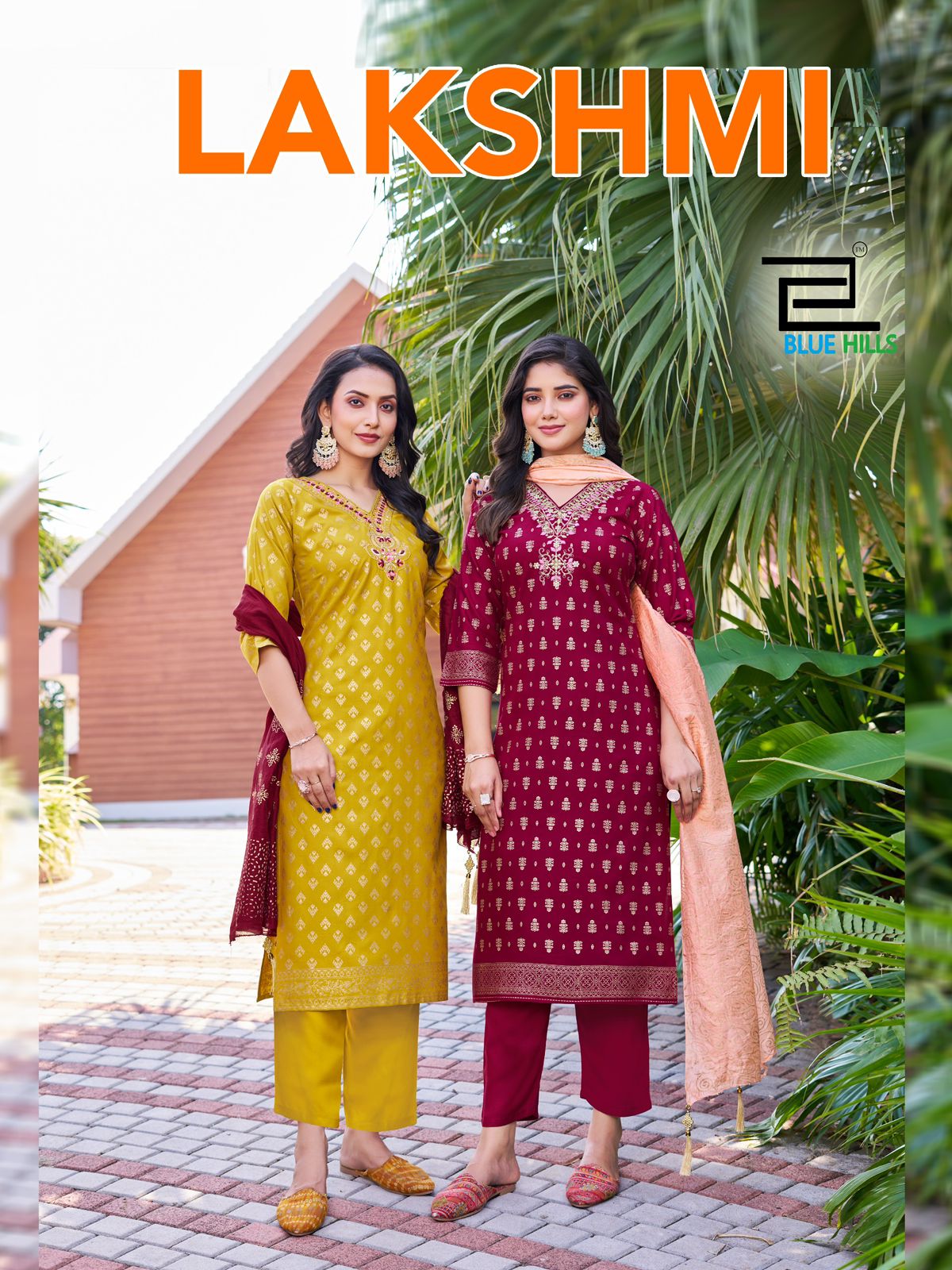 Blue Hills Lakshmi Rayon Foil Print Kurti Pant With Dupatta Collection