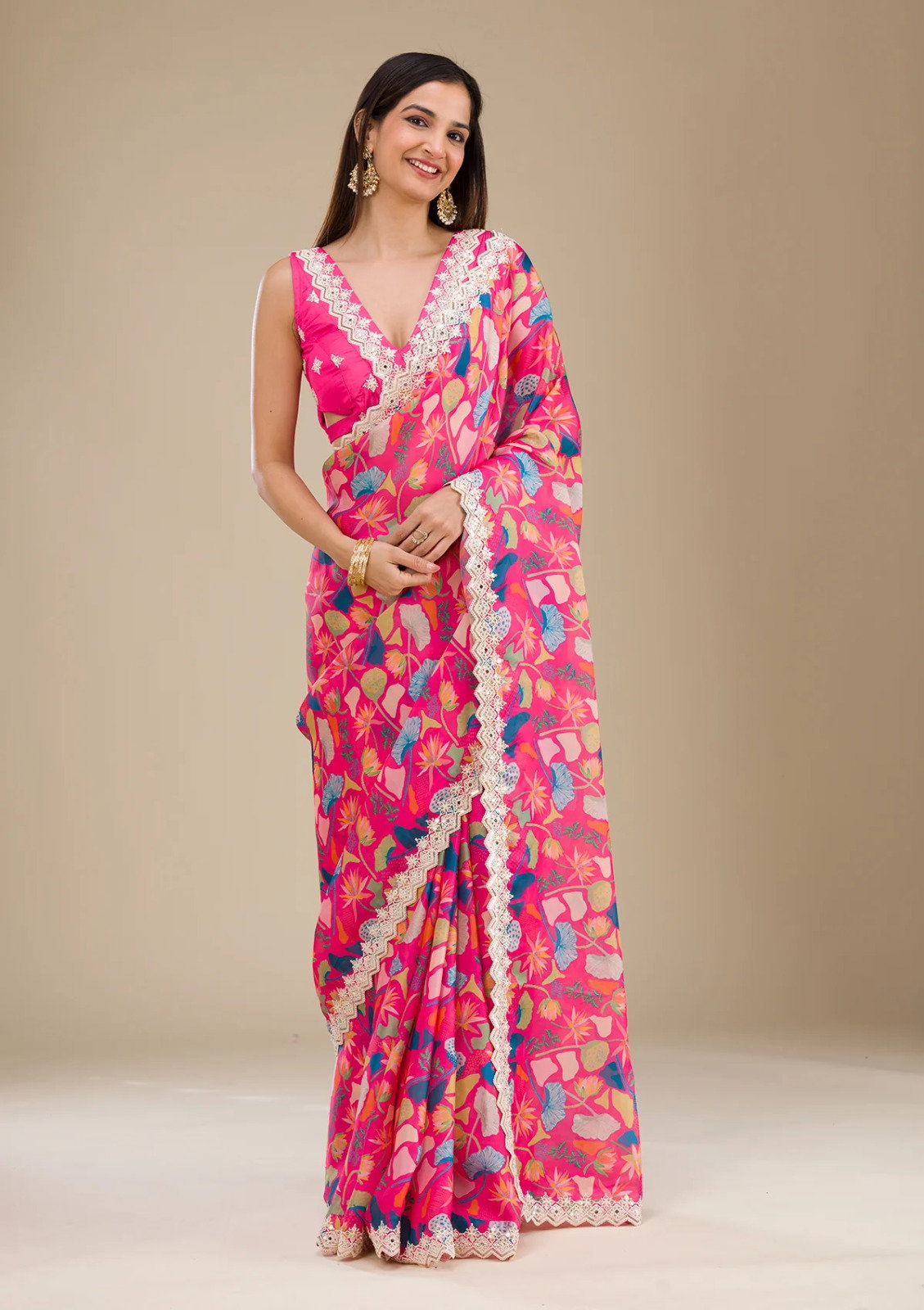 Bt 404 Beautiful Digital Printed Stylish Georgette Saree Collection
