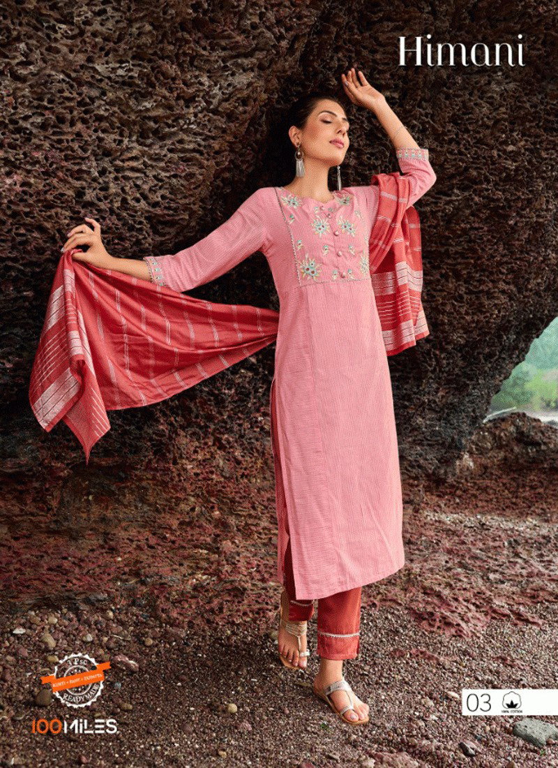 100 Miles Himani Cotton Kurti Bottom With Dupatta Collection