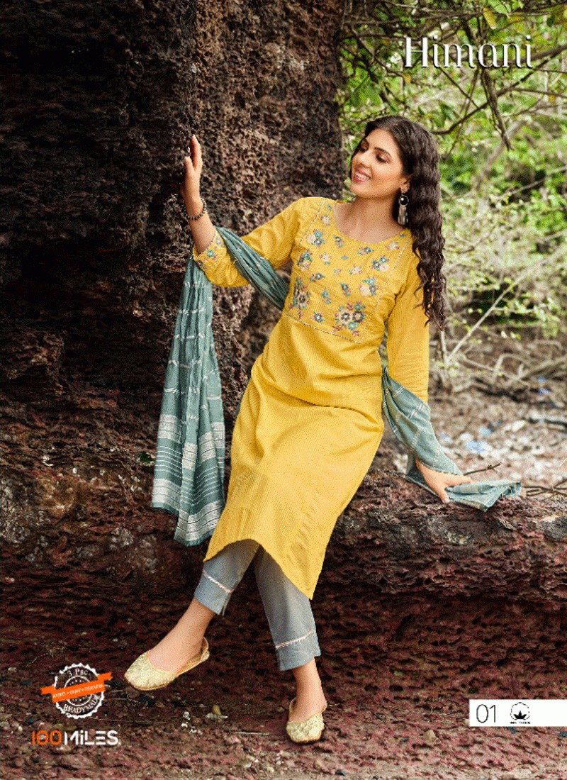 100 Miles Himani Cotton Kurti Bottom With Dupatta Collection