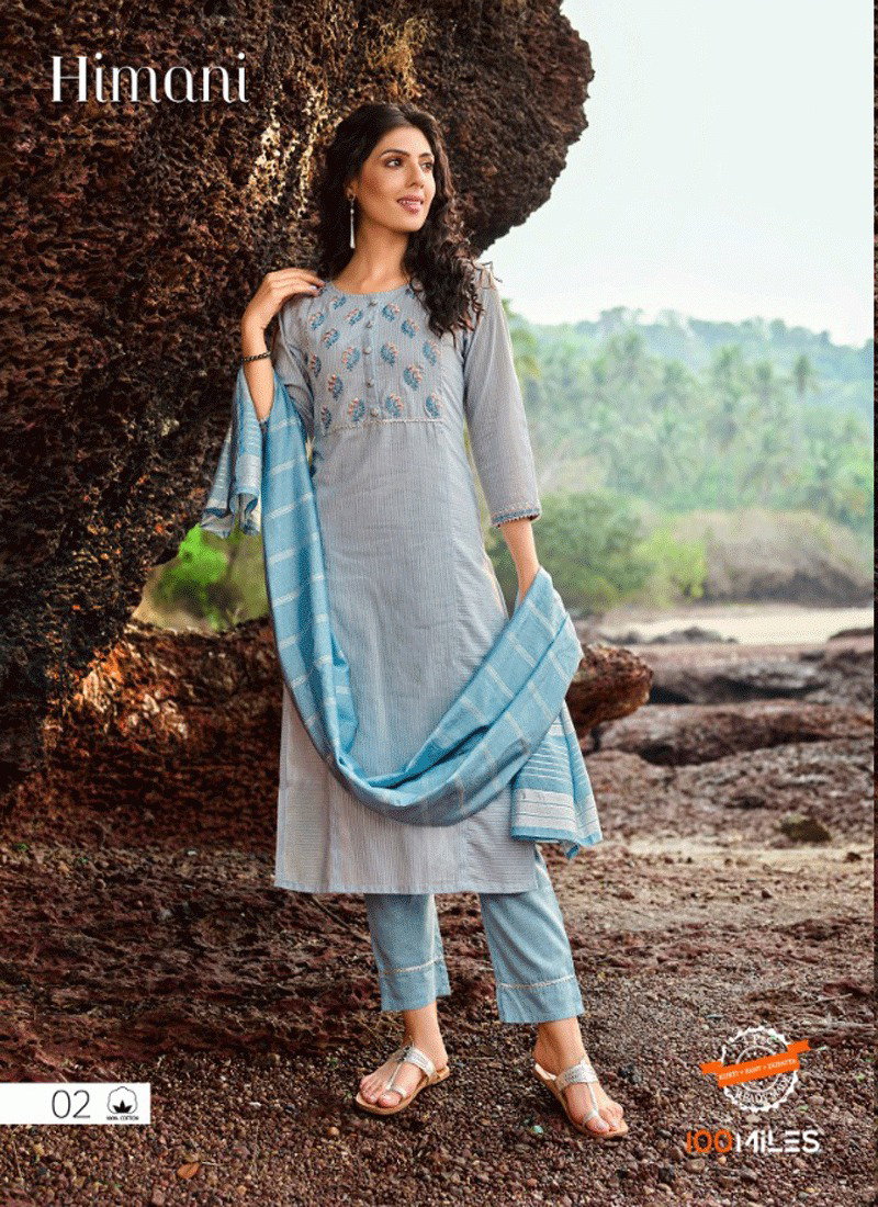 100 Miles Himani Cotton Kurti Bottom With Dupatta Collection