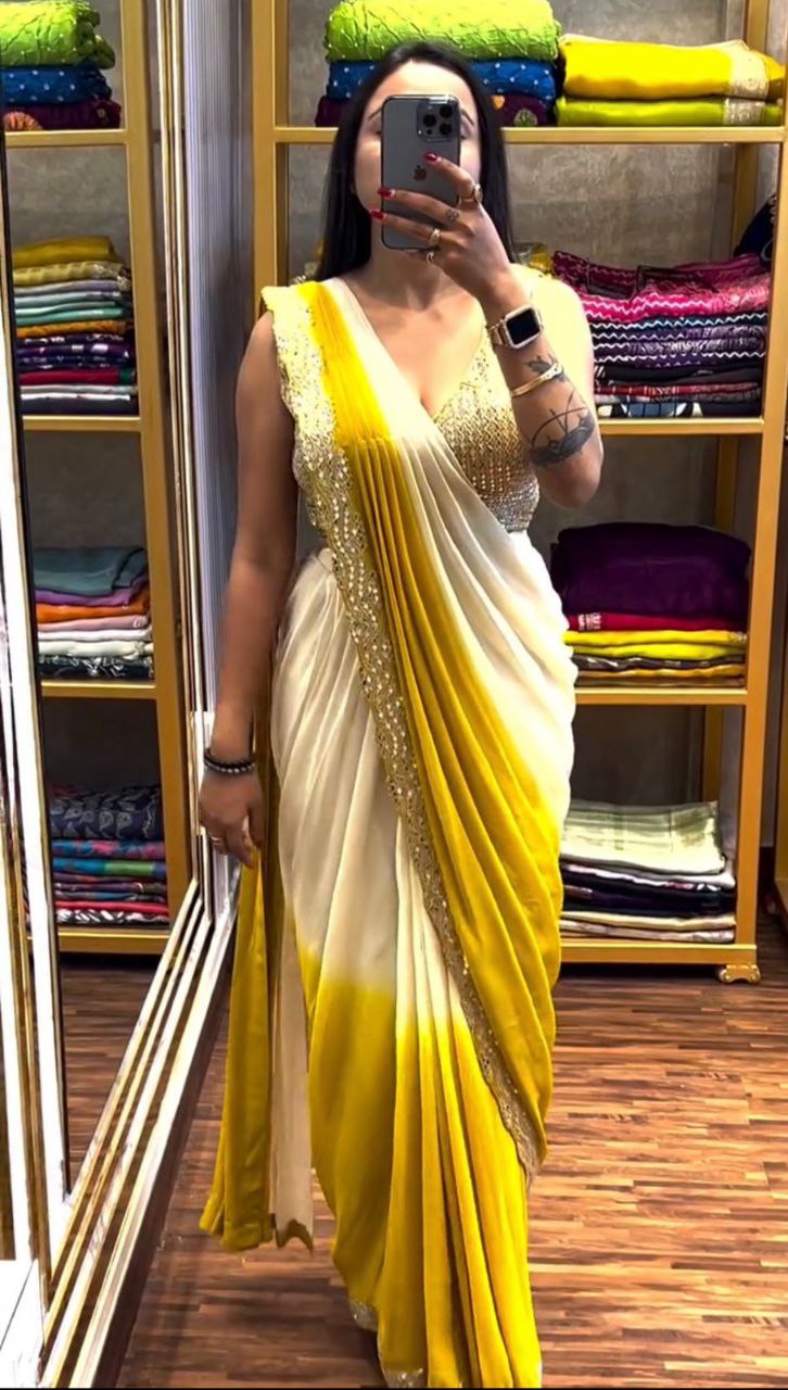 Bt 7062 Designer Chinon Mirror Embroidered Saree Collection