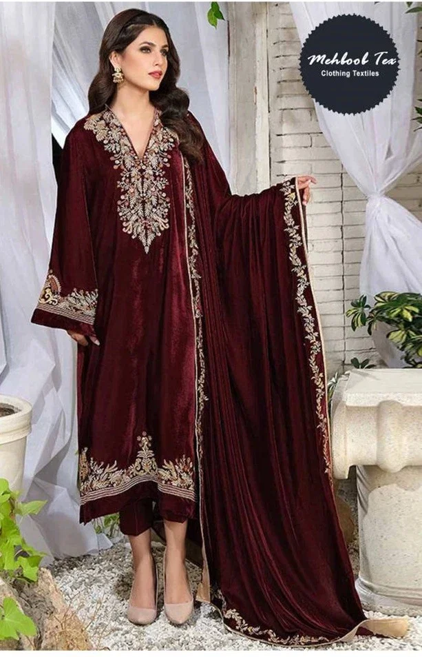 Mehboob Tex 1198 A To D Velvet Pakistani Suit Collection