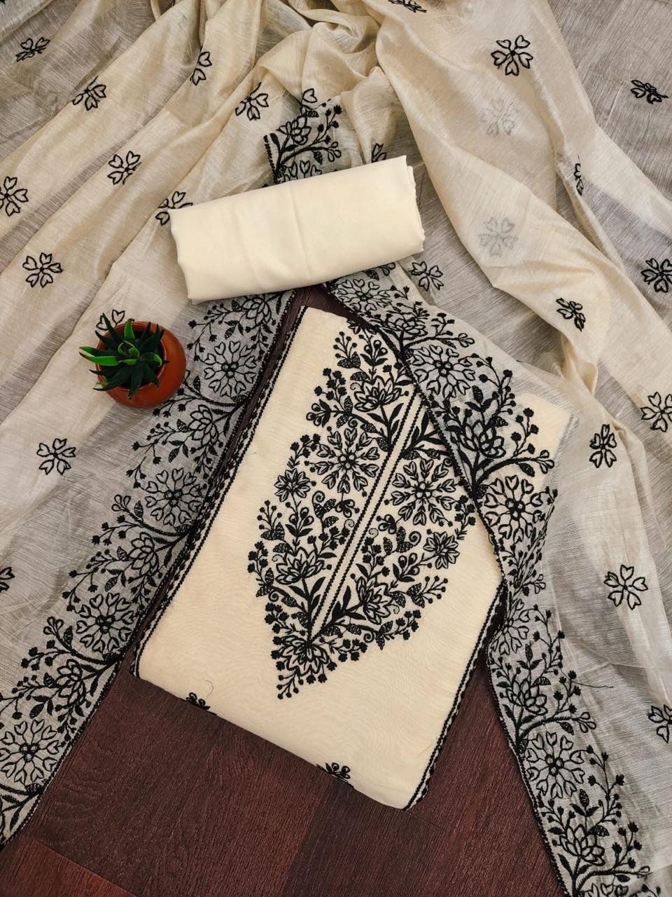 Black Jack 108 Chanderi Designer Dress Material