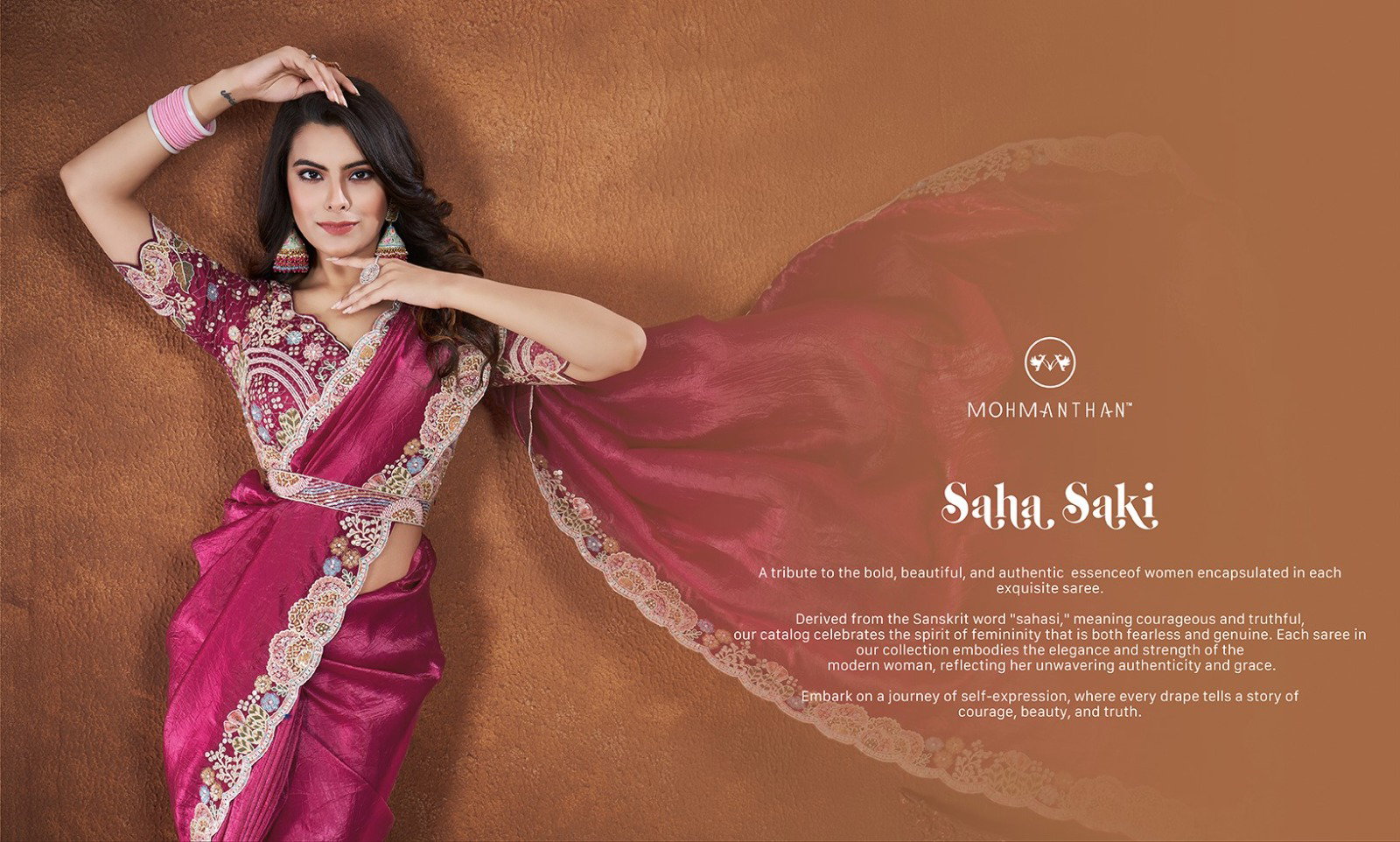 Mahotsav Mohmanthan Saha Saki 24003 Banarasi Crush Silk Festival Saree