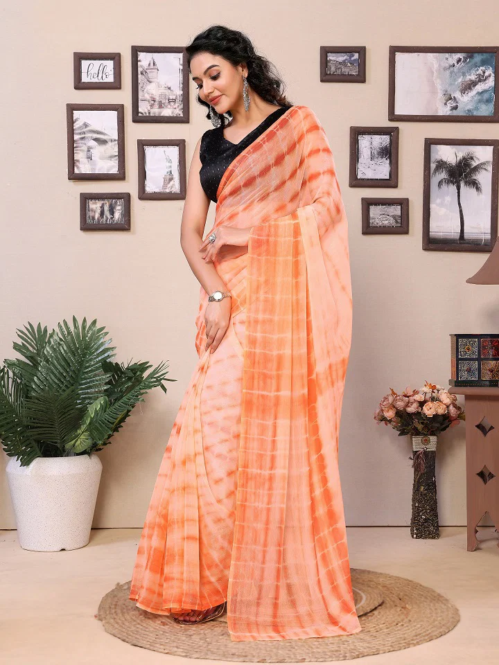Meera 243 Party Wear Sibori Print Ready to Wear Saree with Un Stitched Blouse(Wear up to 44)  