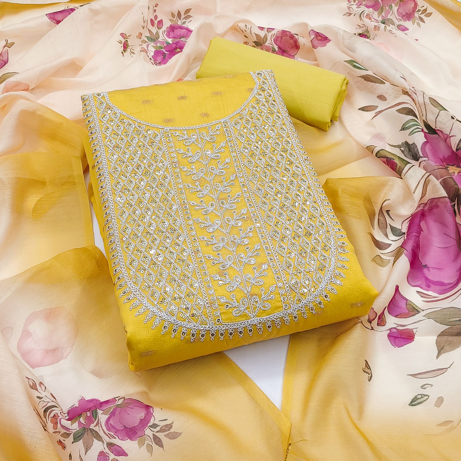 Coding Work 11 Embroidered Modal Chanderi Dress Material Collection