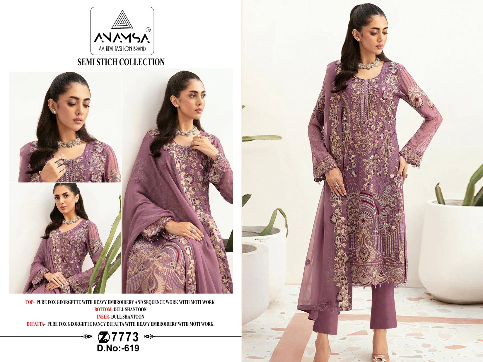 Anamsa 619 Georgette Embroidered Pakistani Salwar Kameez