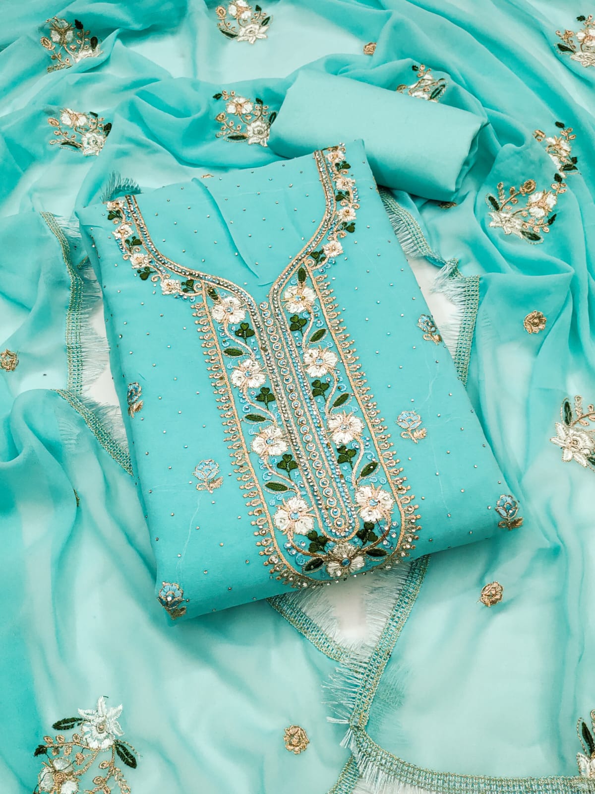 Sakshi 02 Embroidered Faux Georgette Dress Material Collection