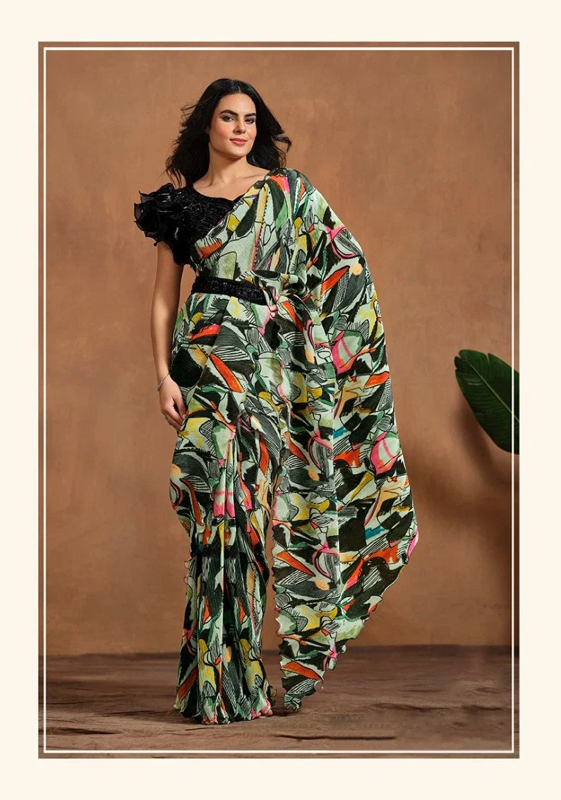 Mahotsav Mohmanthan Adah 24415 Pure Satin Silk Ready To wear Saree
