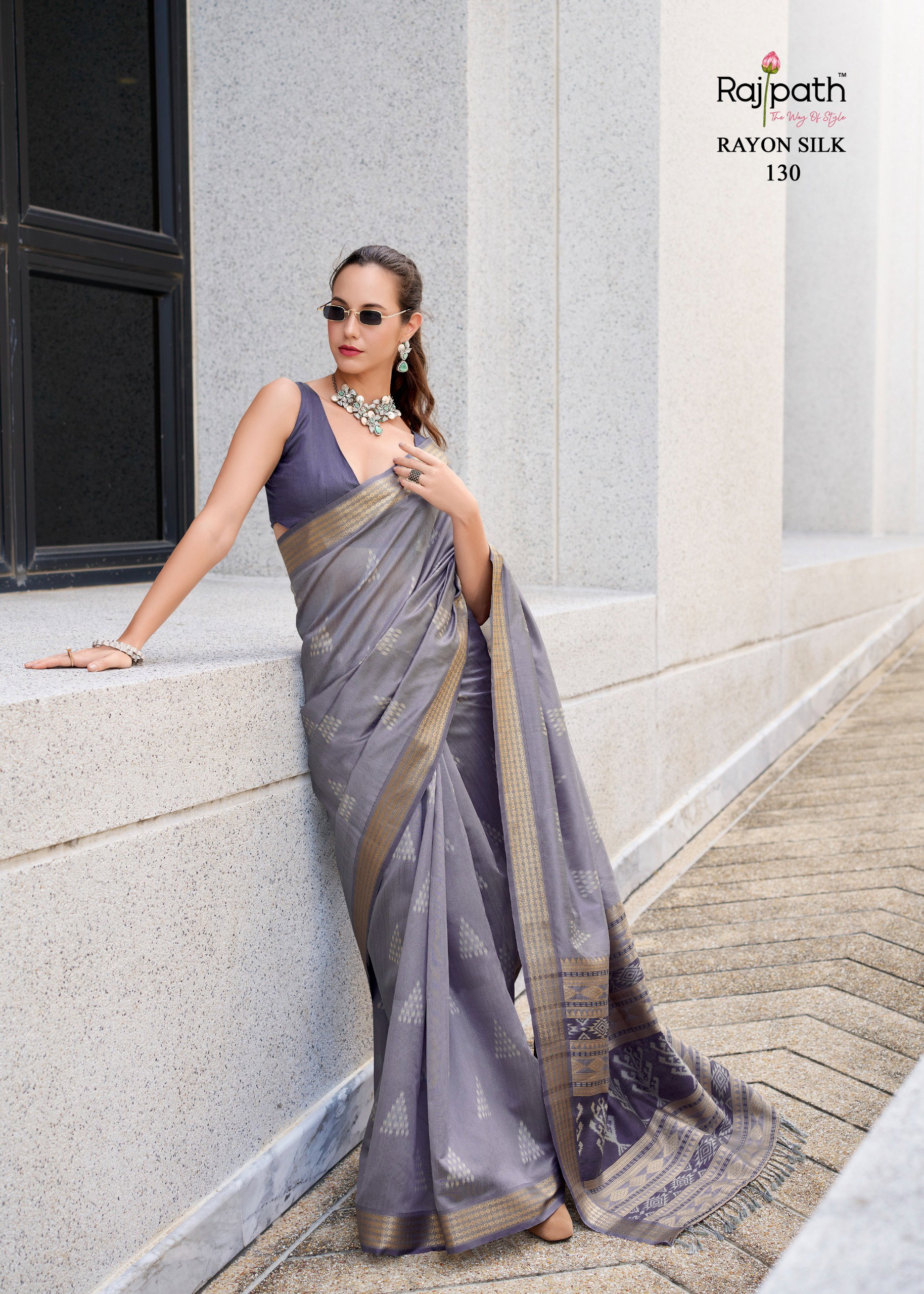 Rajpath Egypt Rayon Silk With Ikat Weaving Saree Collection