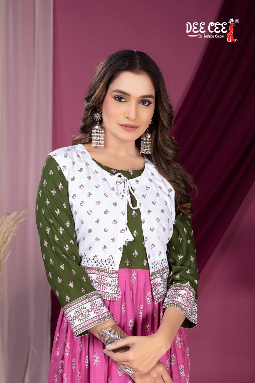 Deecee Navya Printed Rayon Anarkali Kuris Collection