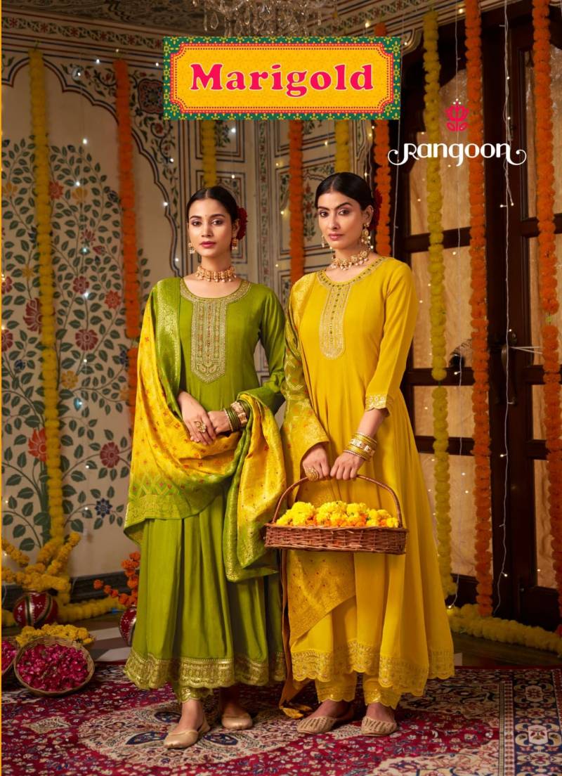 Rangoon Marigold Anarkali Style Kurti Bottom With Dupatta Collection
