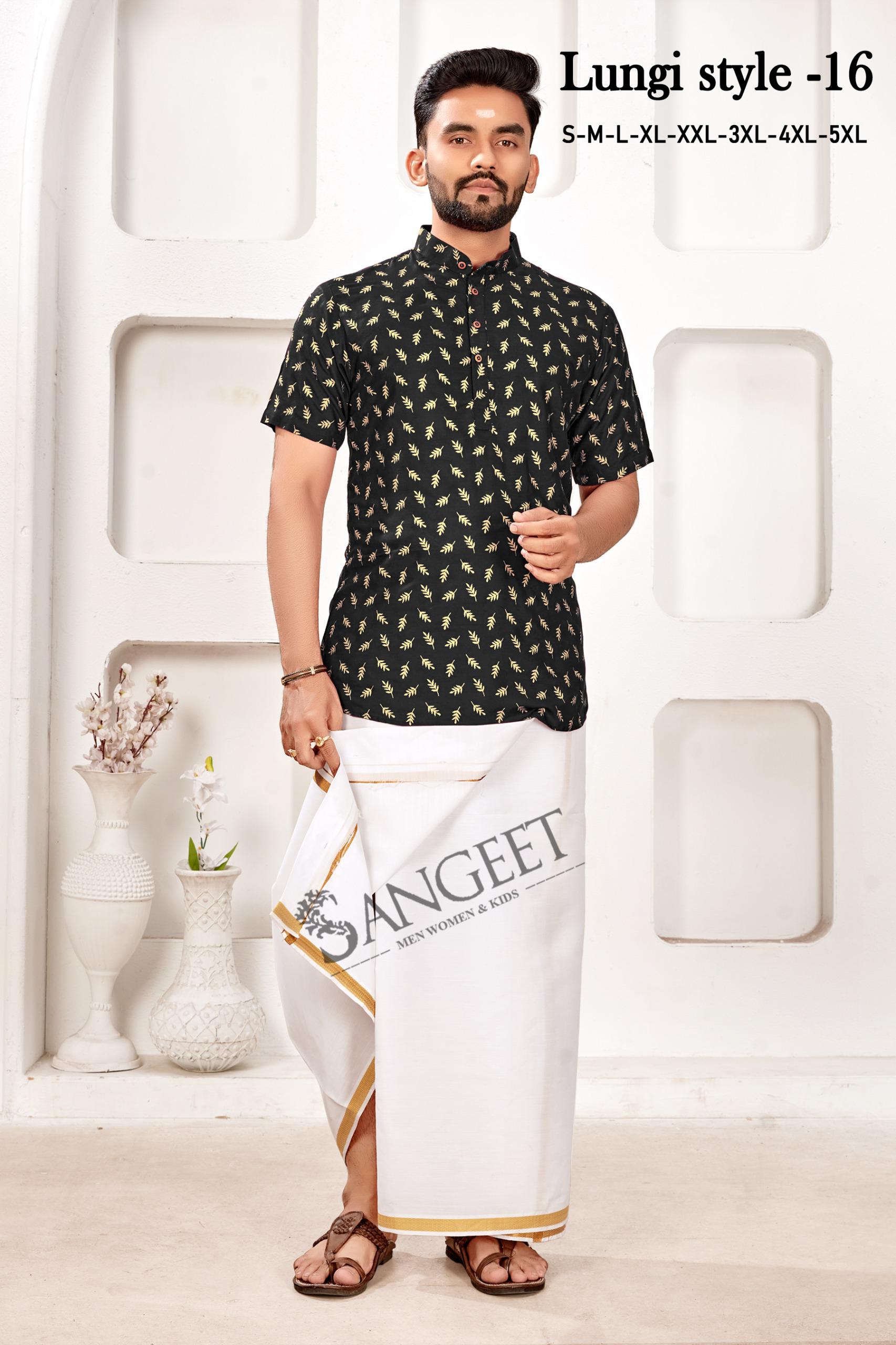 Lungi Style Vol 16 Rayon Gold Printed Mens Shirts Collection