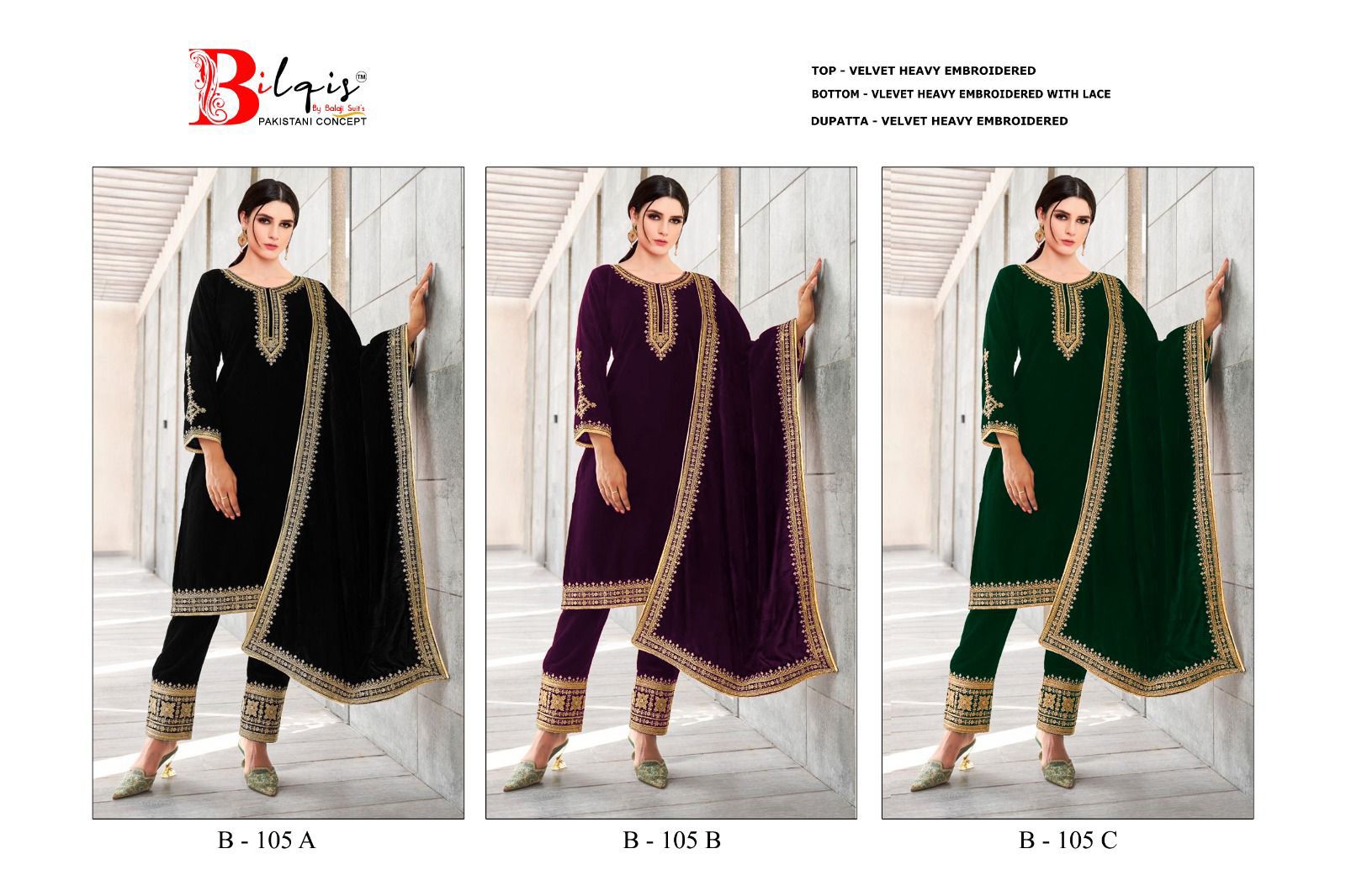 Bilqis B 105 A To C Pakistani Salwar Kameez Collection