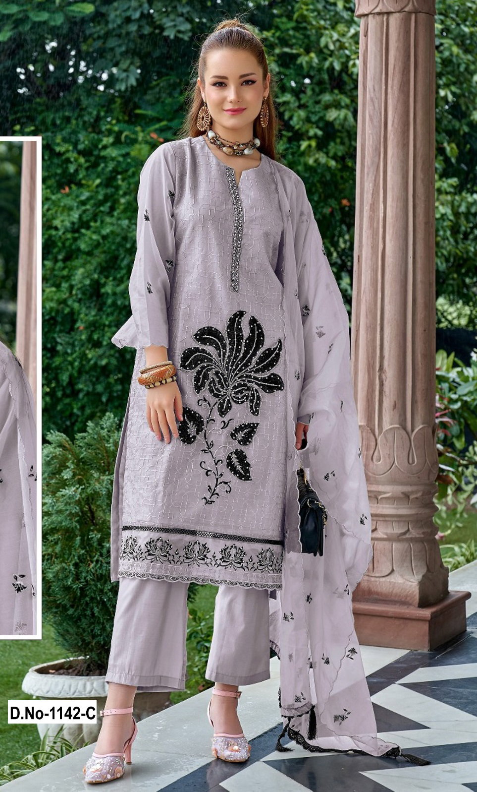 1142 Hit Design Embroidered Organza Salwar Suits Collection