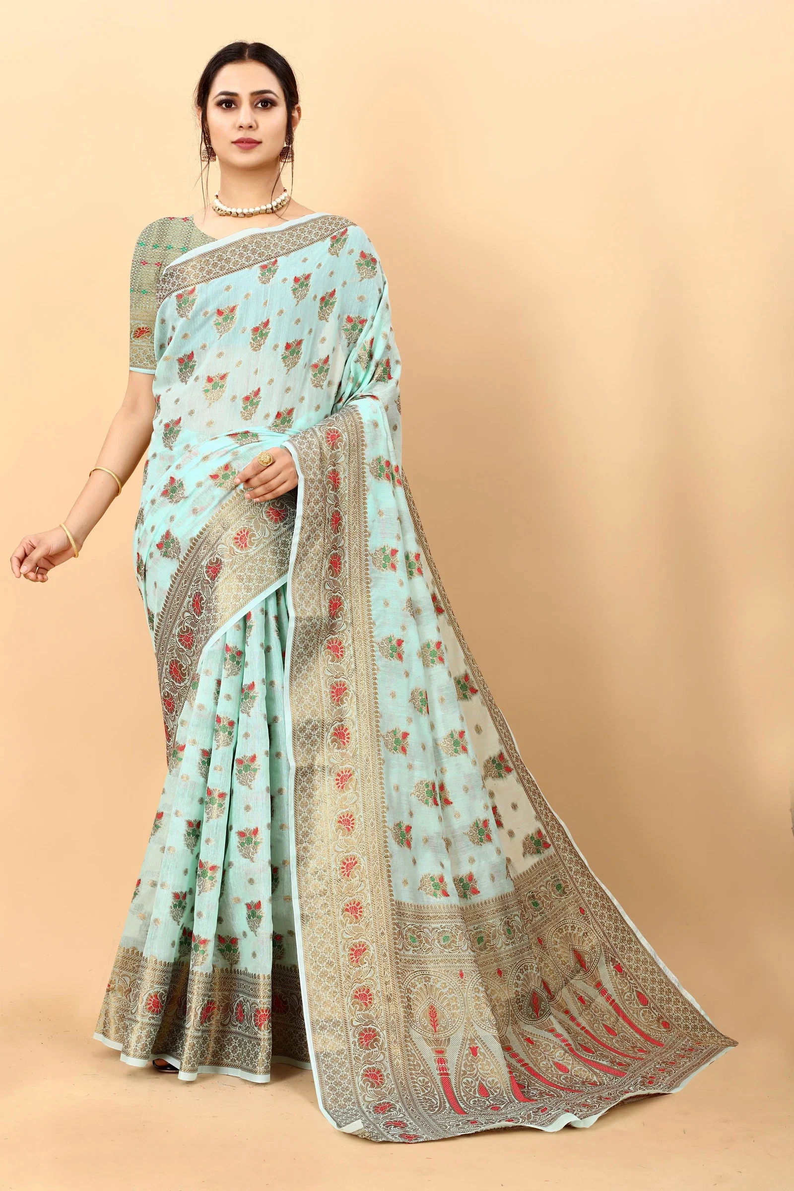 Nx 149 Soft Cotton With Meenakari Weaving Border Saree Collection
