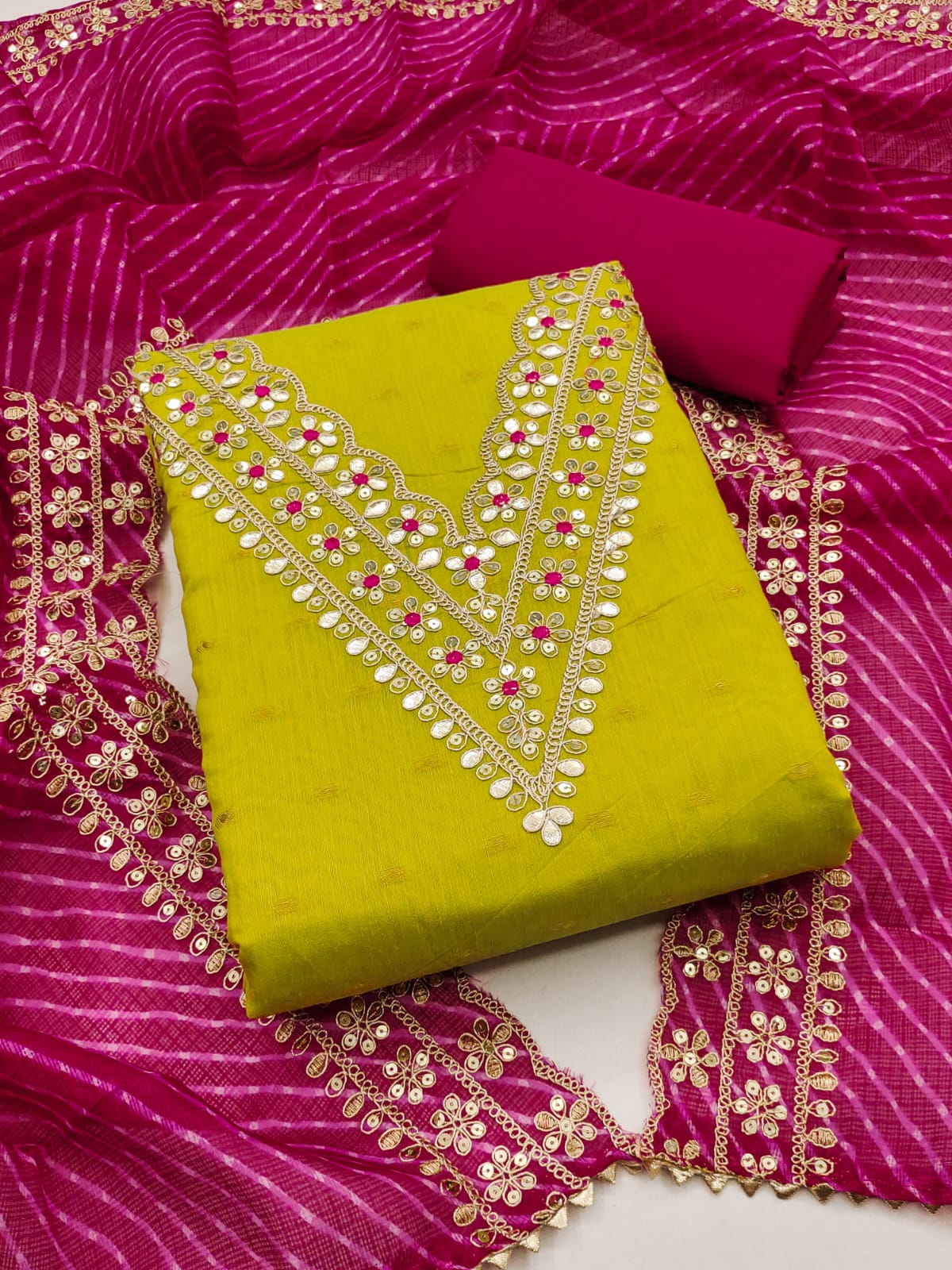 Bandhej Chanderi Silk 1 Beautiful Silk Dress Material Collection