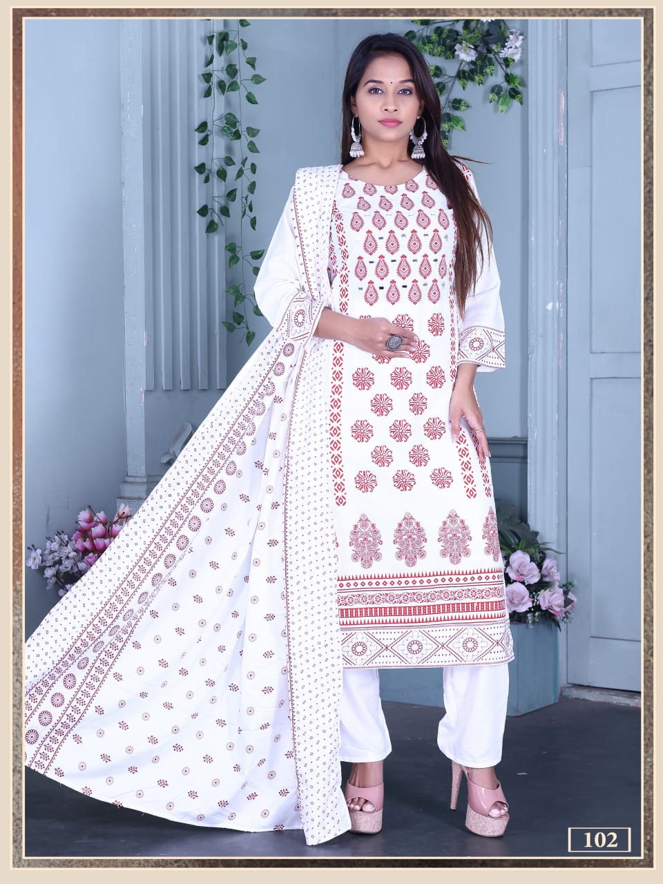 Ankita Vol 4 Rayon Foil Printed Kurti Pant With Dupatta Collection