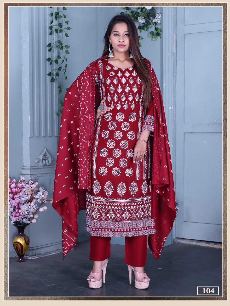 Ankita Vol 4 Rayon Foil Printed Kurti Pant With Dupatta Collection