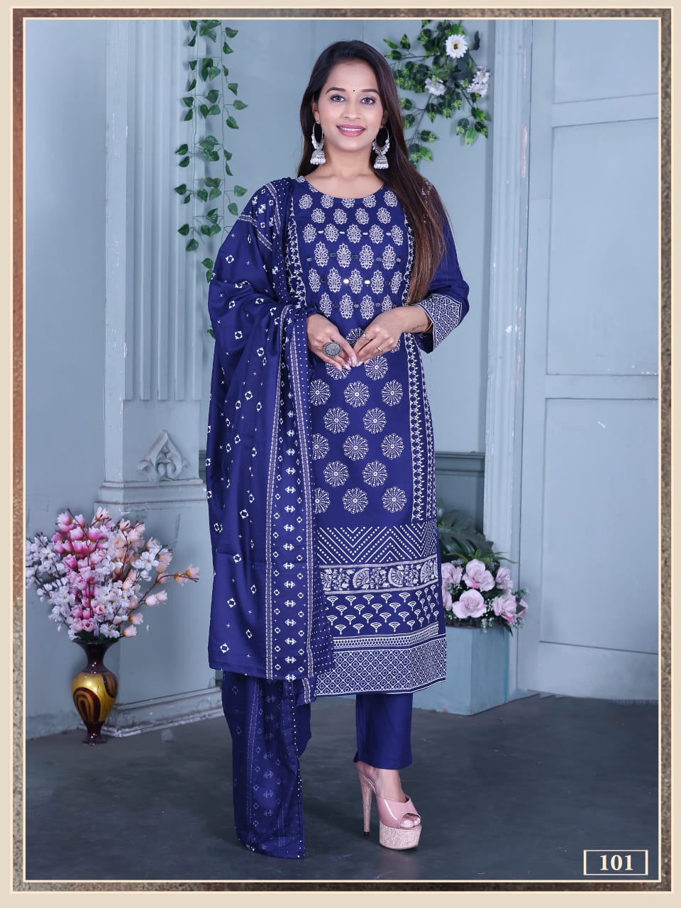 Ankita Vol 4 Rayon Foil Printed Kurti Pant With Dupatta Collection