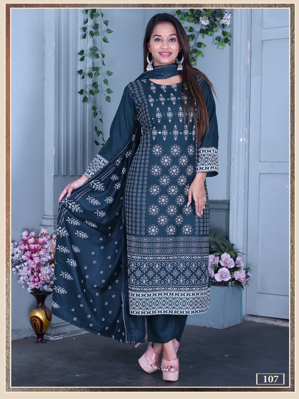 Ankita Vol 4 Rayon Foil Printed Kurti Pant With Dupatta Collection