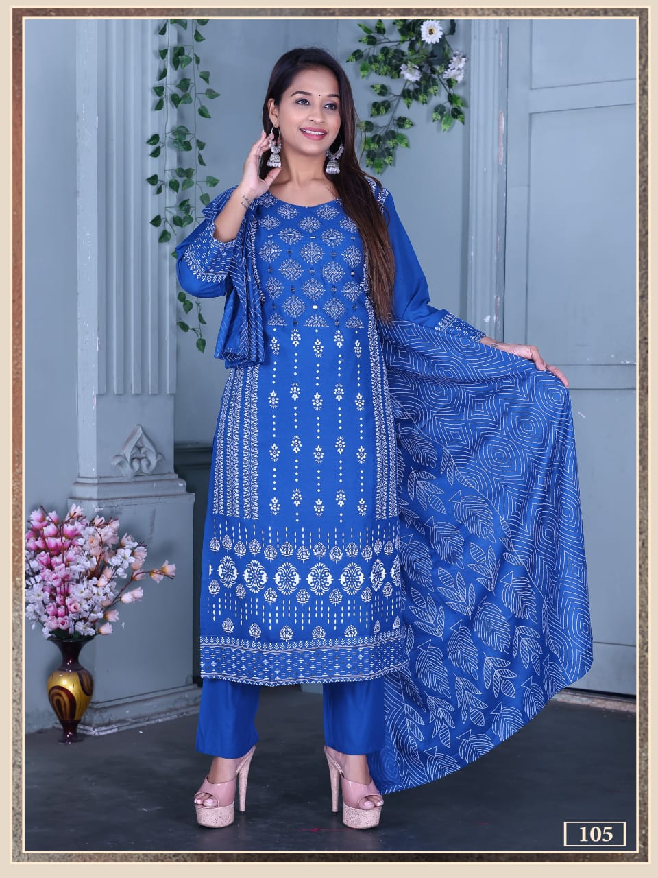 Ankita Vol 4 Rayon Foil Printed Kurti Pant With Dupatta Collection