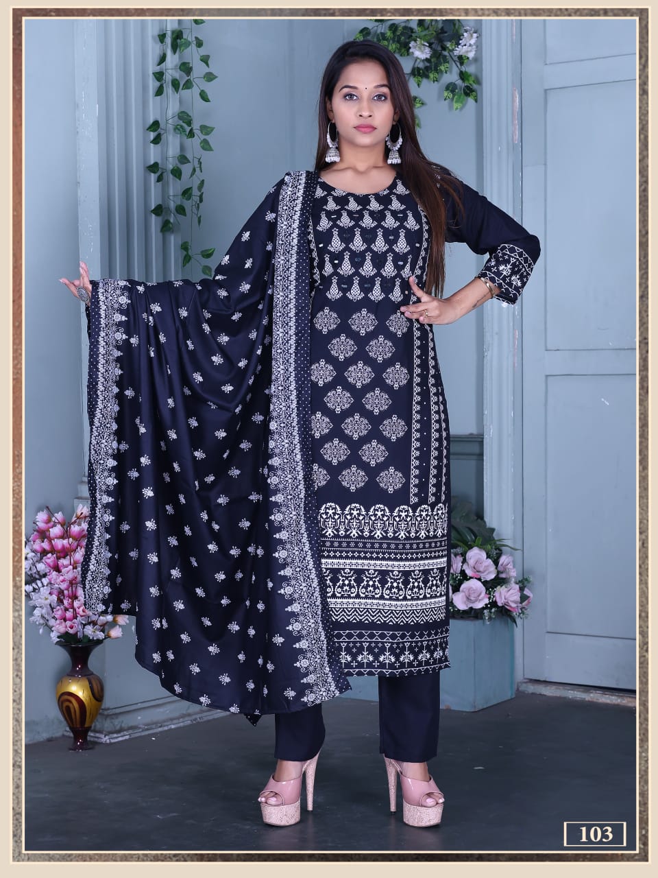 Ankita Vol 4 Rayon Foil Printed Kurti Pant With Dupatta Collection